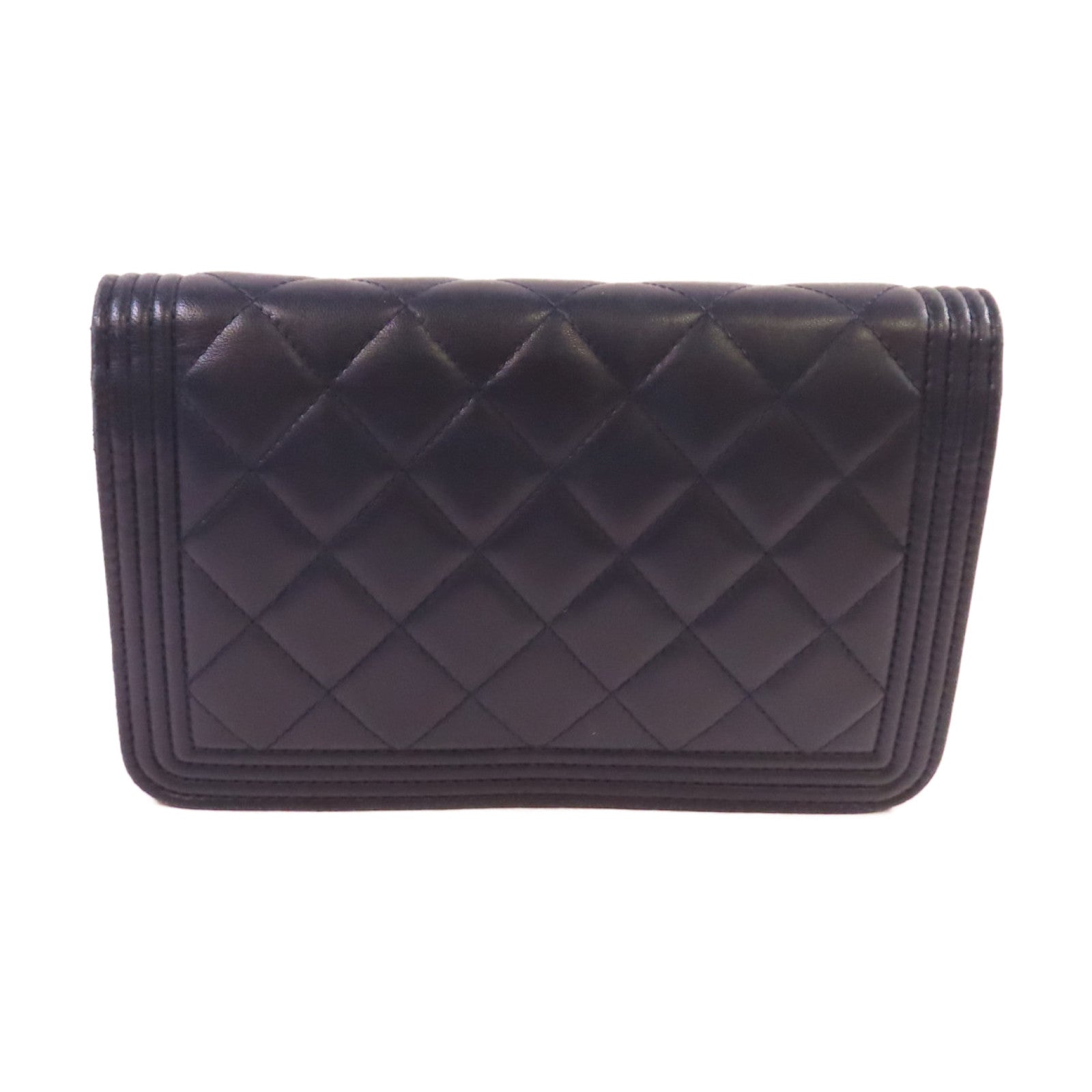 CHANEL 菱格羊皮皮革WOC Wallet On Chain Shoulder Bag金扣鏈帶肩背袋寶藍色