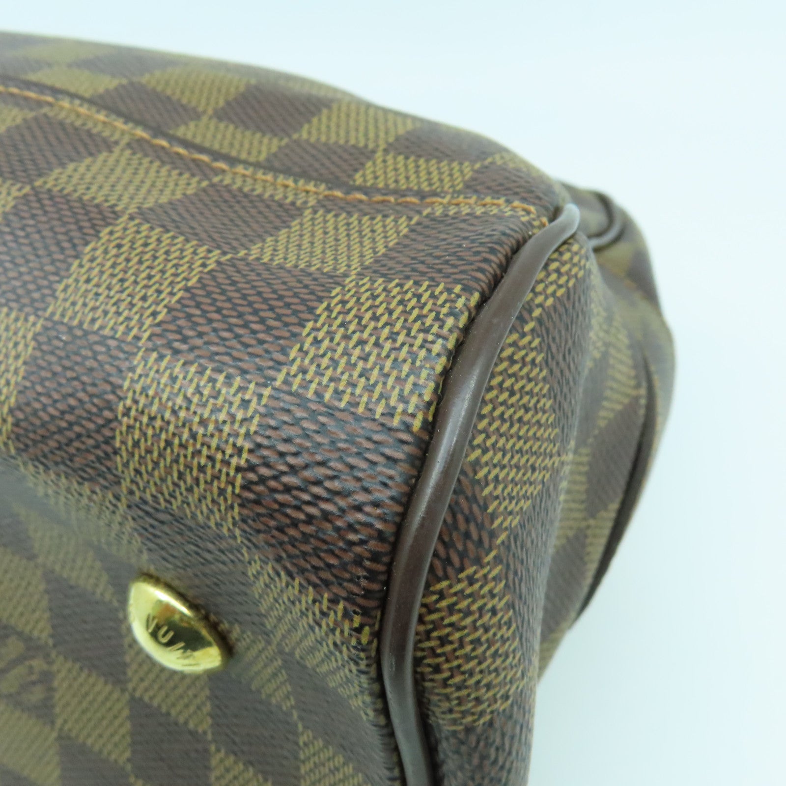LOUIS VUITTON 【清倉大減價】Damier Ebene Duomo金扣手挽袋啡色