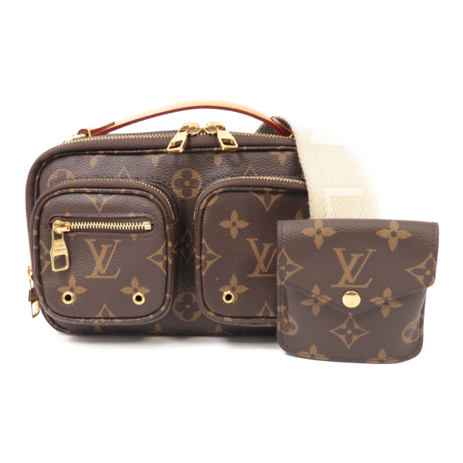 LOUIS VUITTON Monogram Utility金扣手挽肩背兩用袋棕色