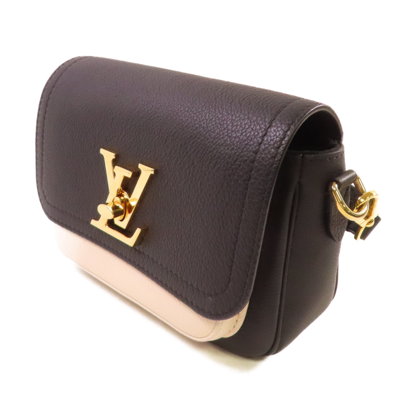 LOUIS VUITTON 牛皮皮革Lockme Tender 2Way Shoulder Bag金扣手挽肩背兩用袋黑色/粉紅色