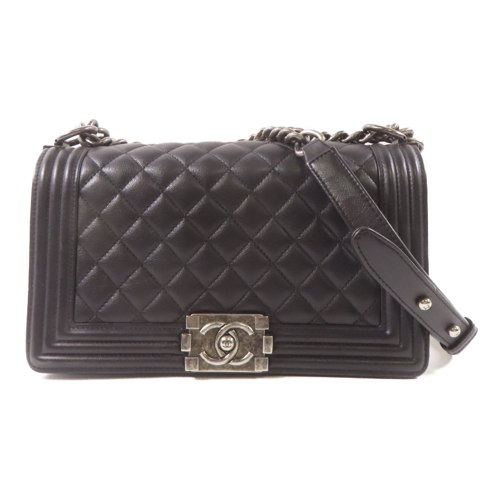 CHANEL【激減優惠】 牛皮皮革Boy 25鏈帶肩背袋黑色