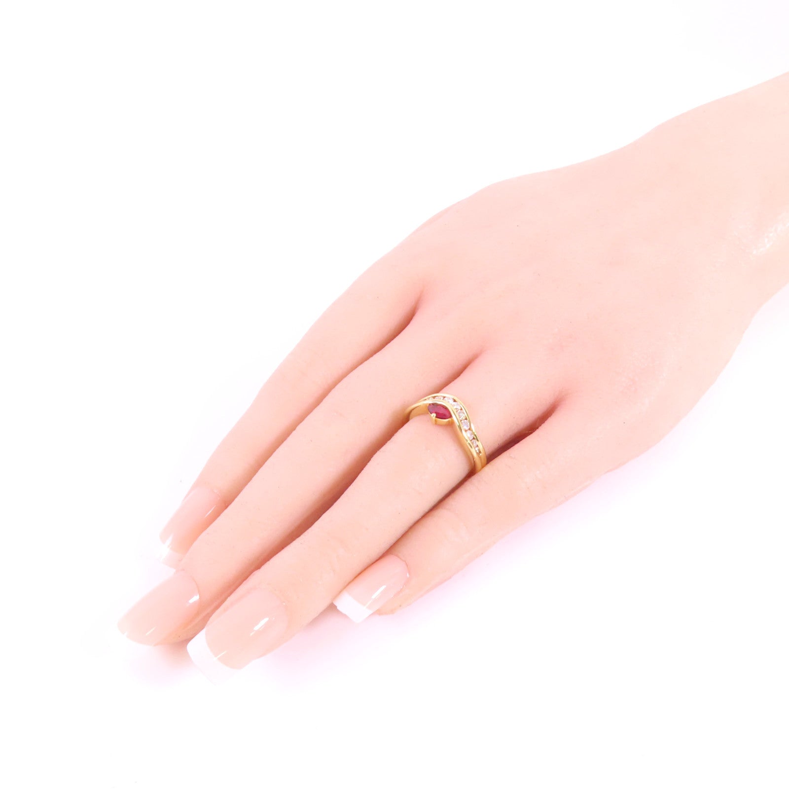 JEWELRY 18K黃金/紅寶石/鑽石Ruby Diamond Ring戒指US#6