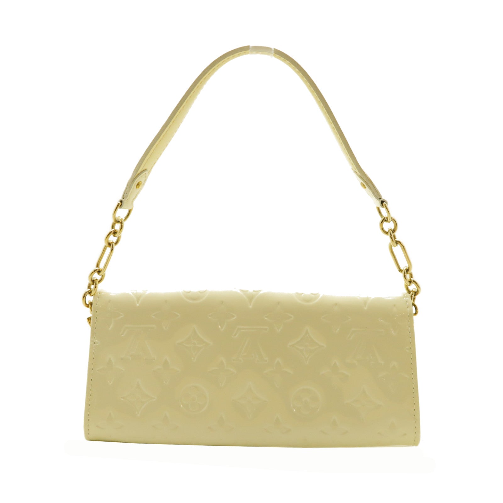 LOUIS VUITTON Vernis Sunset Boulevard金扣鏈帶肩背袋白色