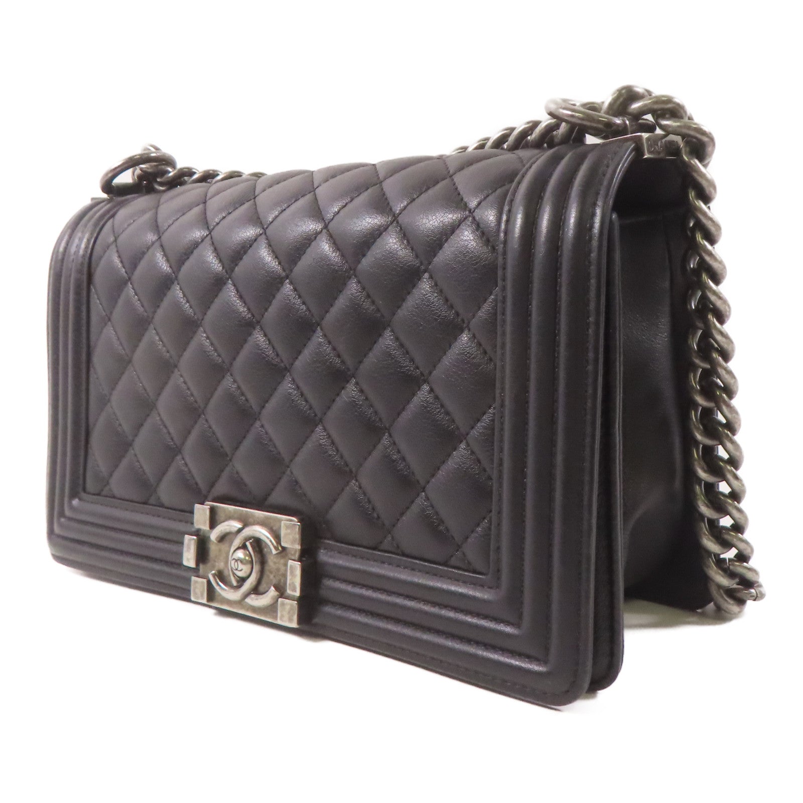 CHANEL【激減優惠】 牛皮皮革Boy 25鏈帶肩背袋黑色