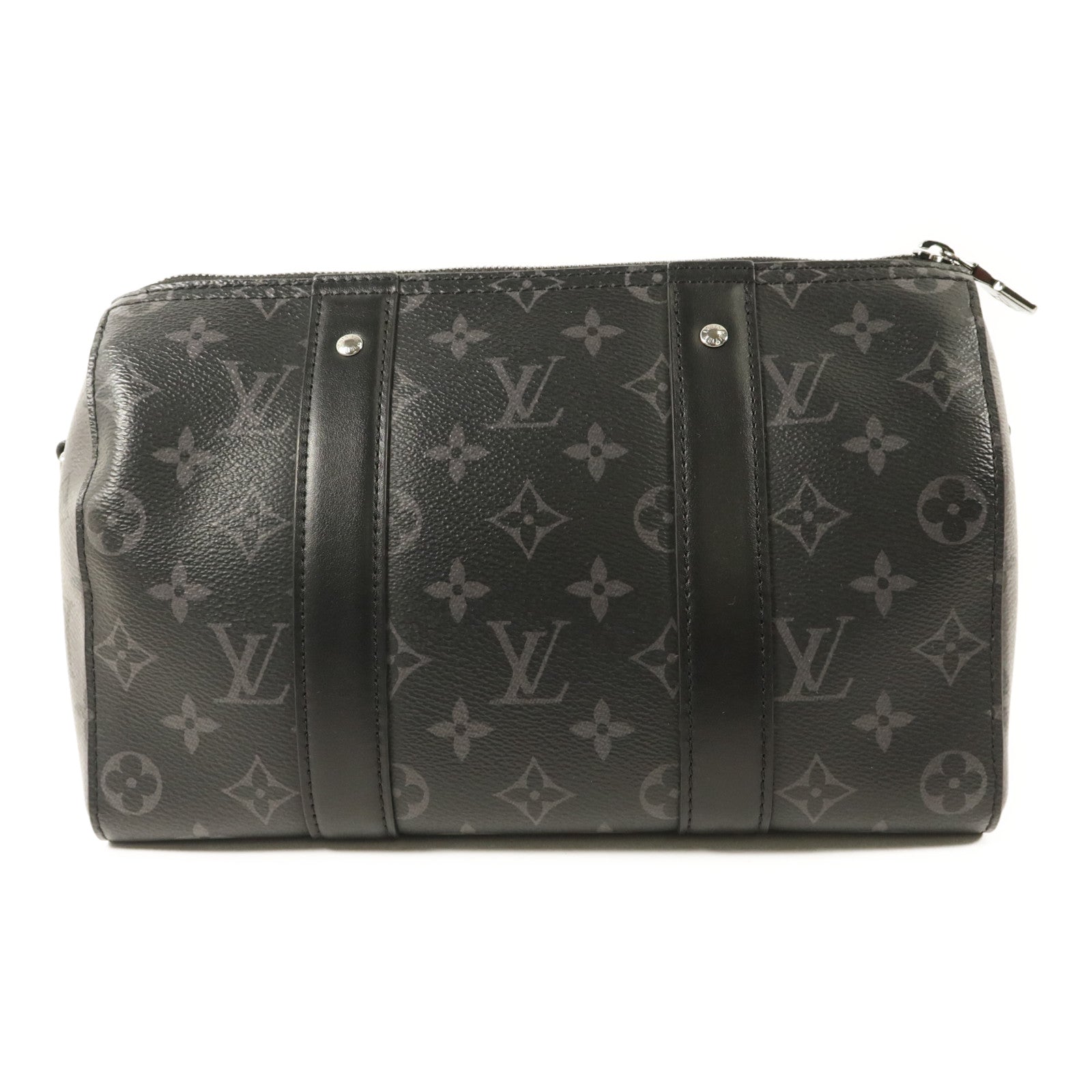 LOUIS VUITTON Monogram Eclipse City Keepall銀扣手挽肩背兩用袋