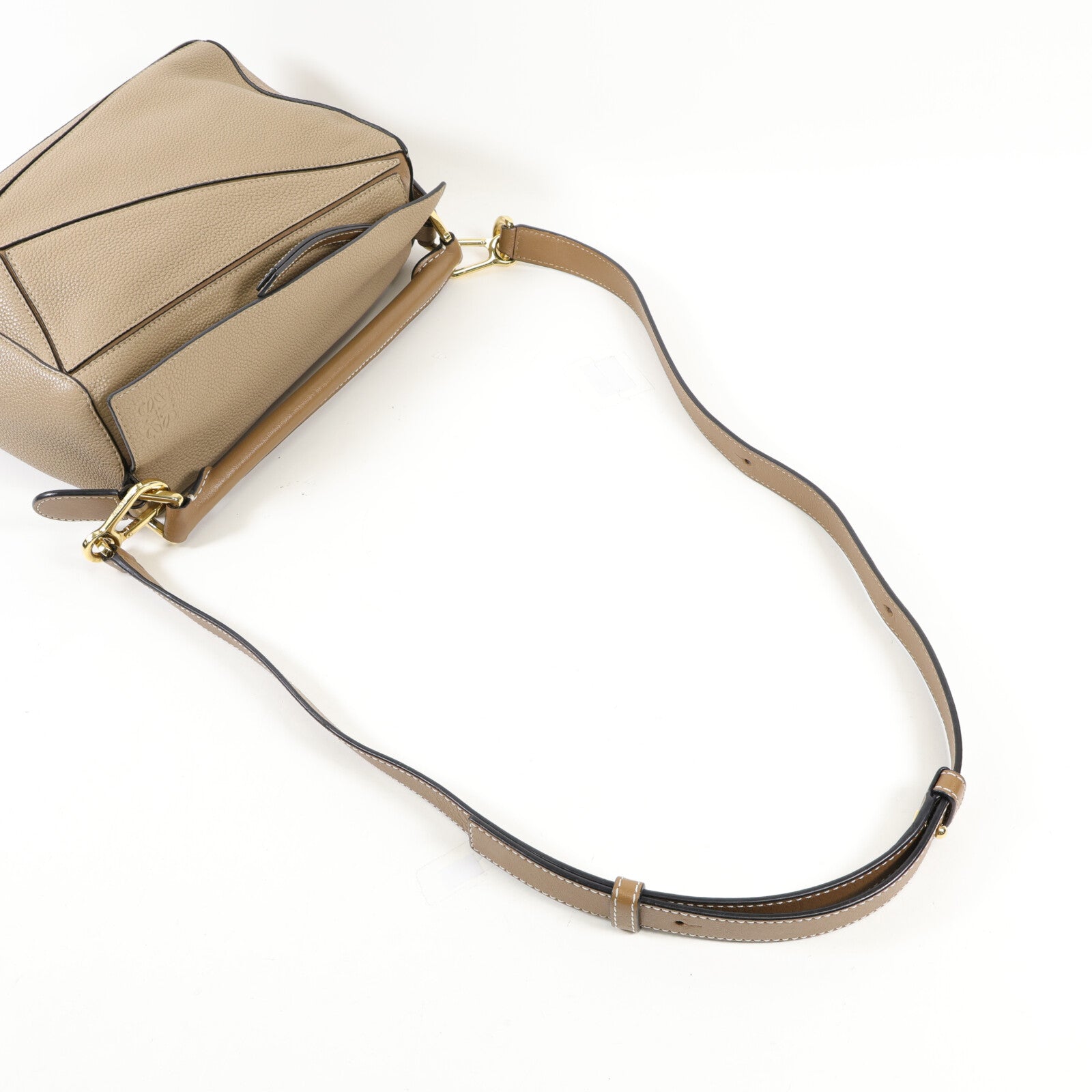 LOEWE 牛皮皮革Puzzle Small金扣手挽肩背兩用袋