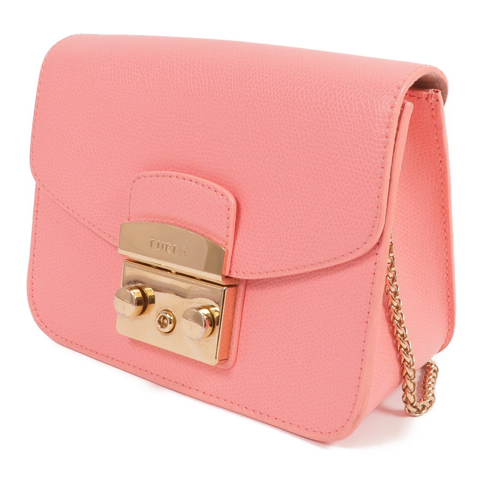 Furla 牛皮皮革Metropolis Mini Bag金扣鏈帶肩背袋