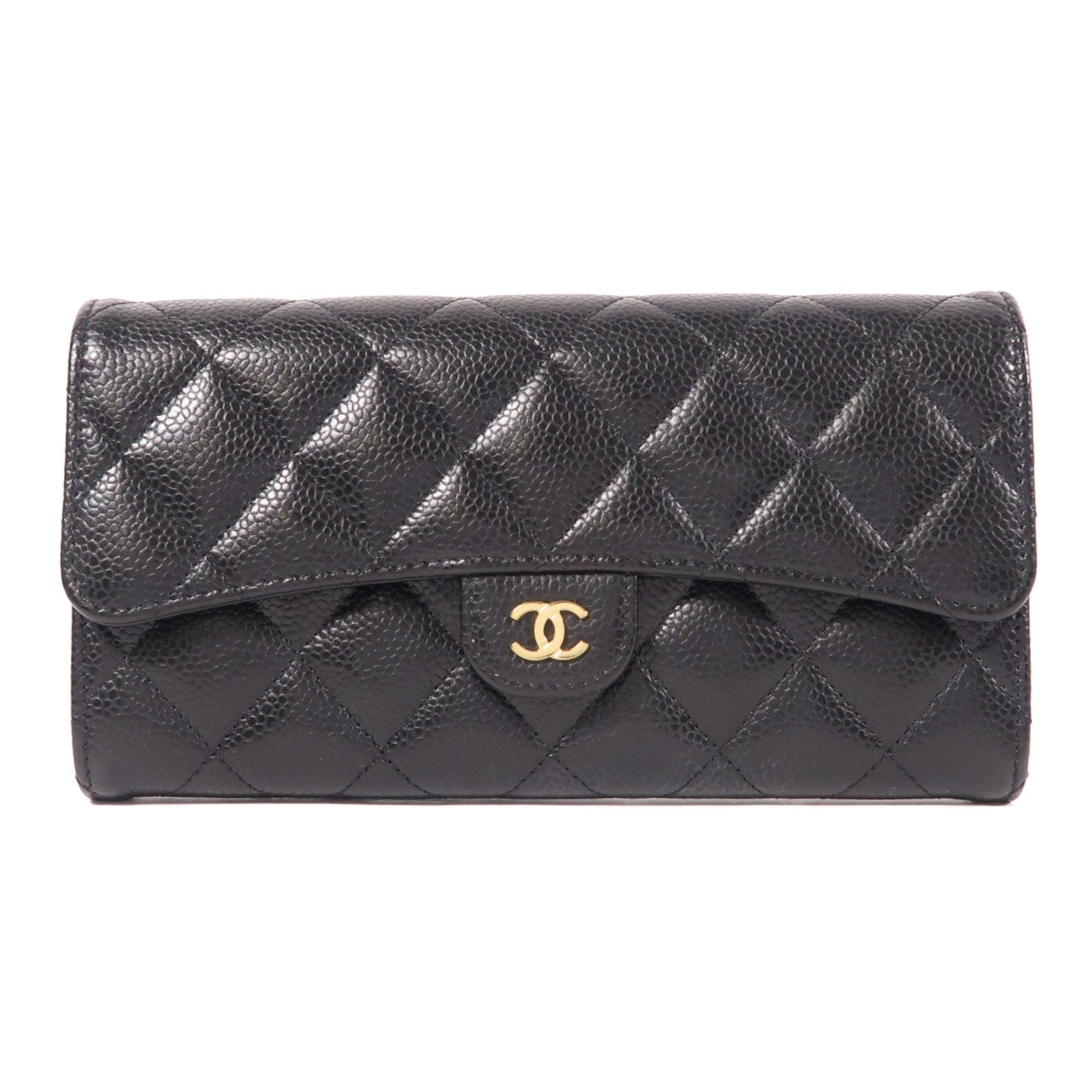CHANEL 牛皮皮革Long Wallet金扣長錢包
