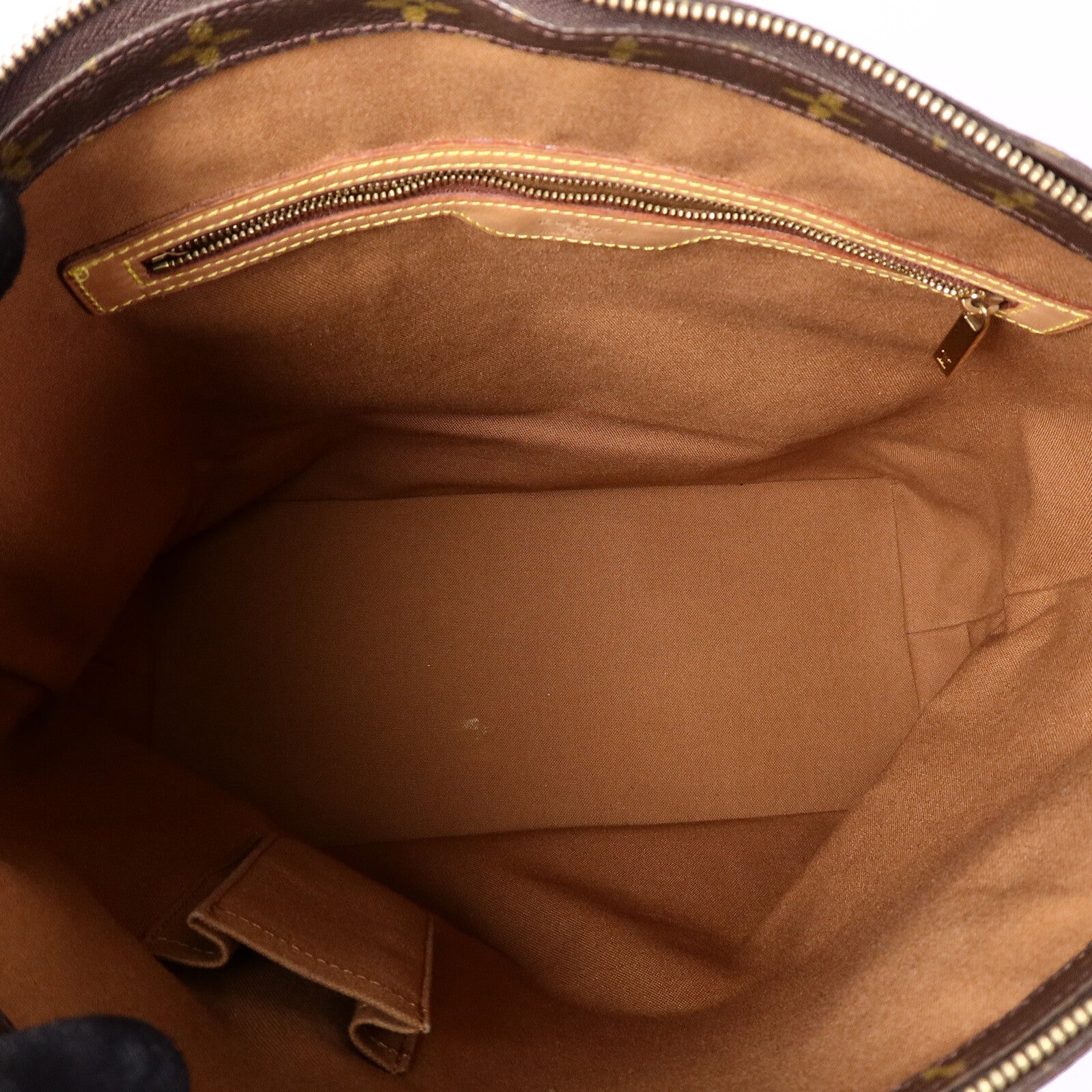 LOUIS VUITTON Monogram Cabas Mezzo金扣肩背袋棕色