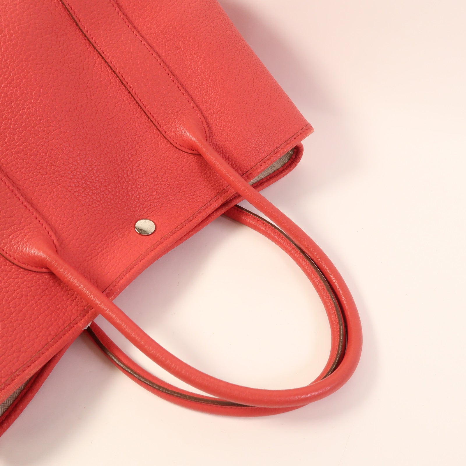 HERMES PHW Garden Party PM Tote Bag Handbag Negonda Leather Bougainvillier Red