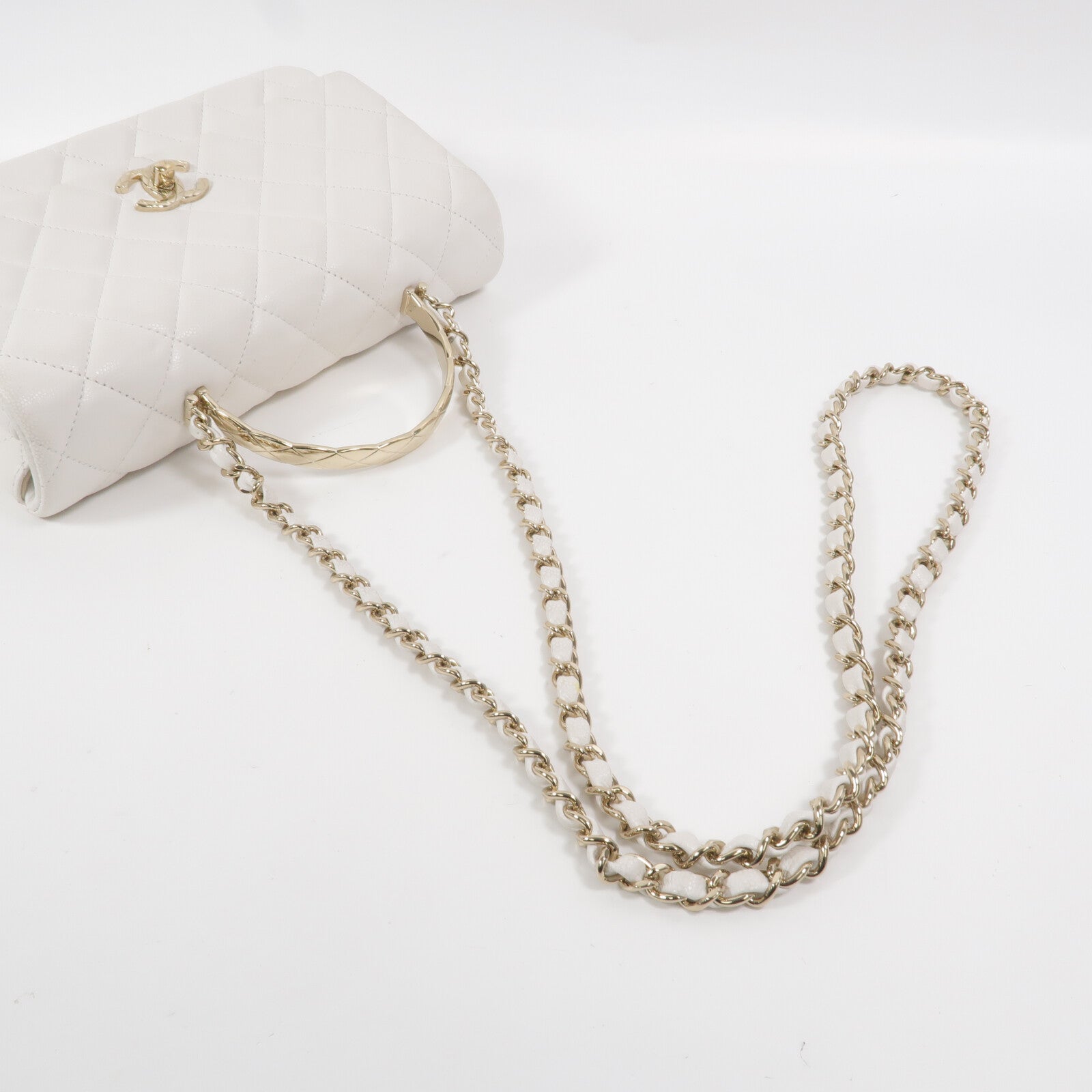 CHANEL 牛皮皮革Flap Bag With Top Handle手挽肩背兩用袋