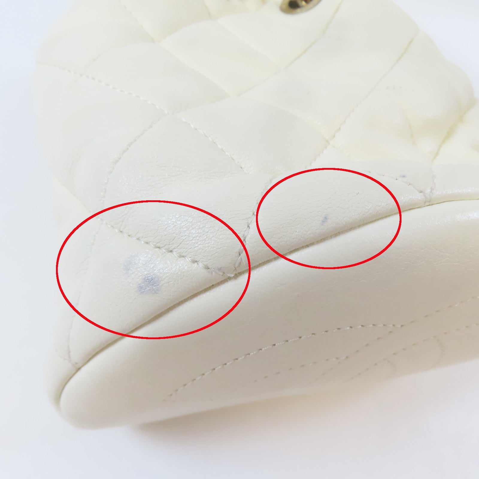CHANEL 【激減優惠】菱格牛皮皮革Shoulder Bag金扣手挽肩背兩用袋白色