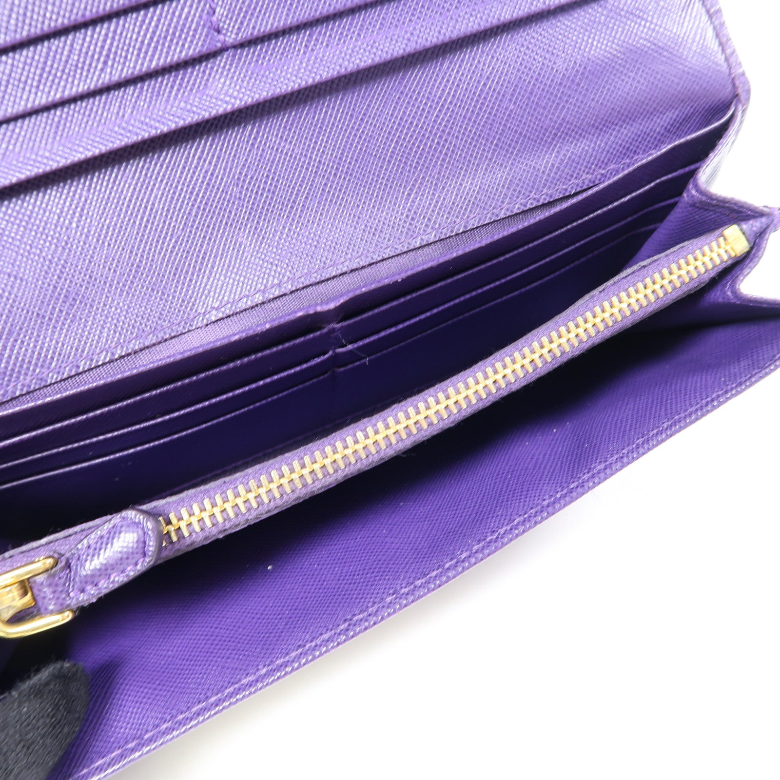 PRADA 牛皮皮革Long Wallet金扣長錢包紫色