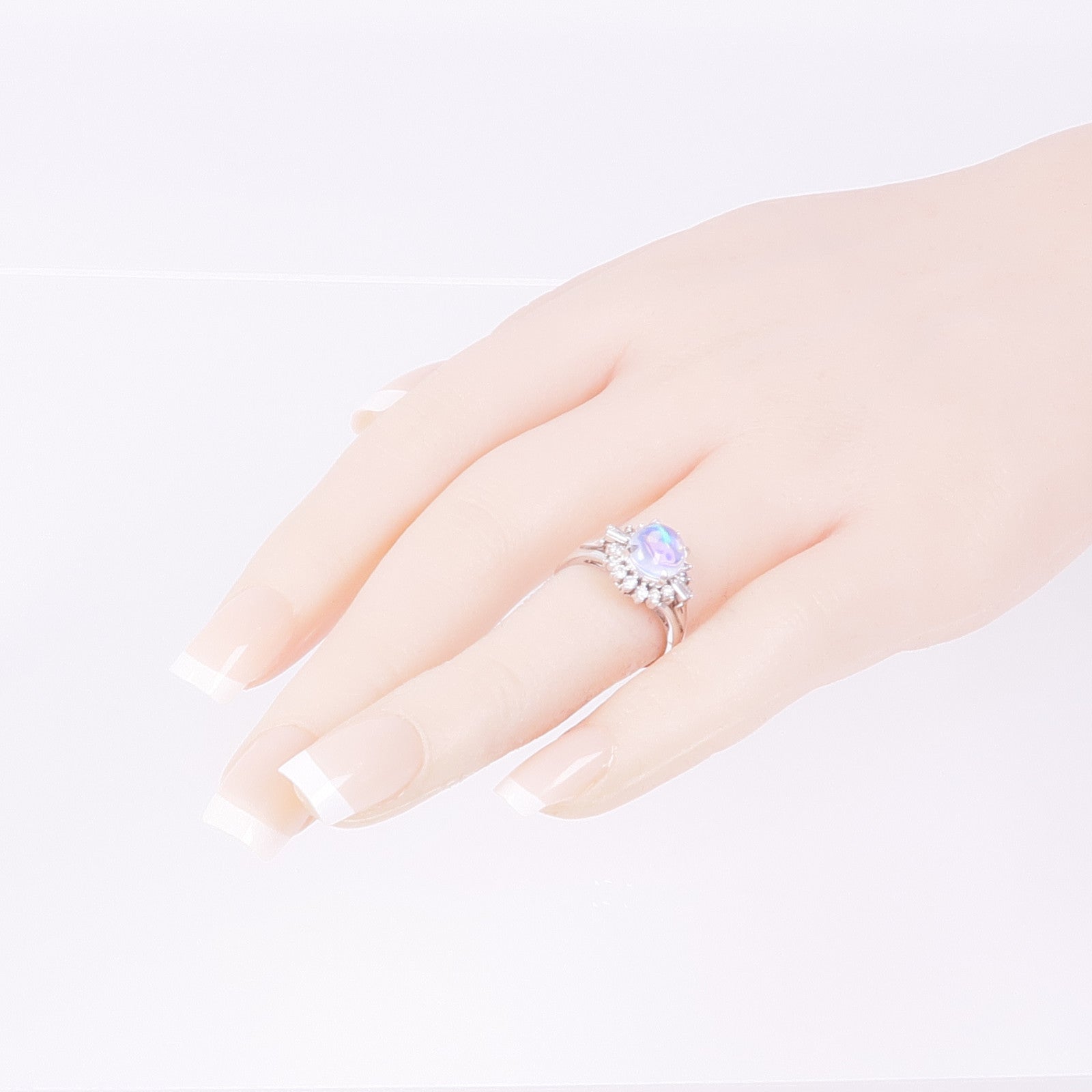 JEWELRY PT900鉑金Opal Diamond Ring蛋白石/鑽石戒指US#5.75