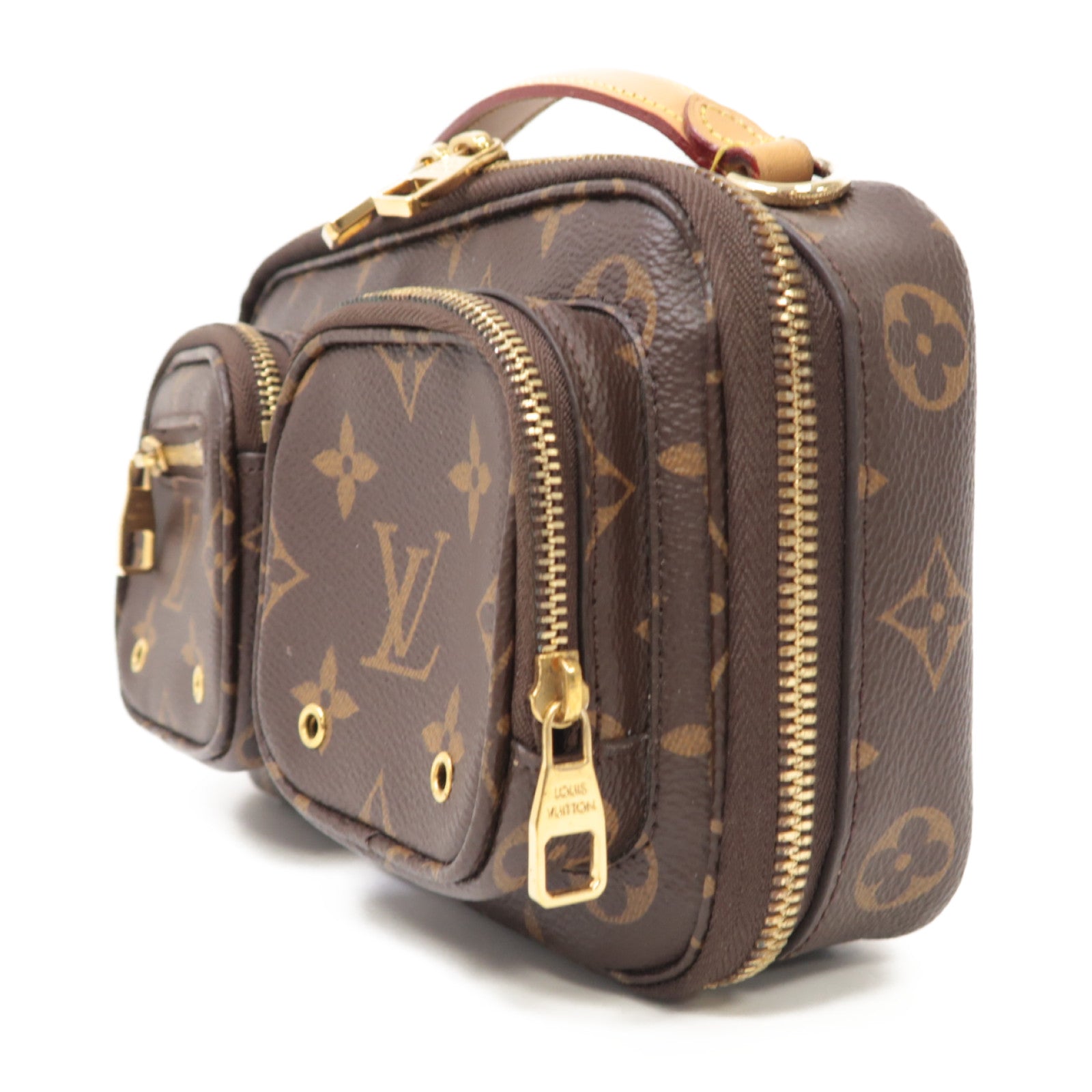 LOUIS VUITTON Monogram Utility金扣手挽肩背兩用袋棕色