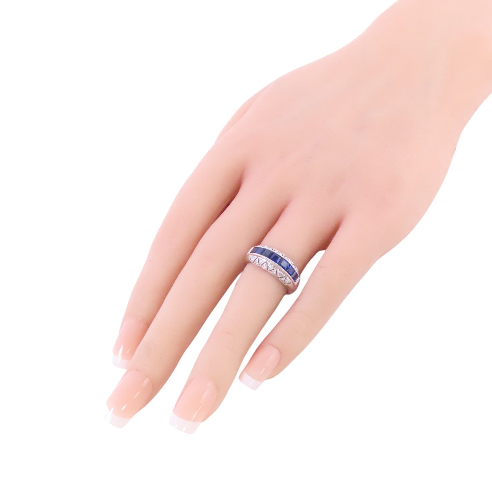 JEWELRY 18K白金/藍寶石/鑽石Sapphire Diamond Ring戒指US#5.75