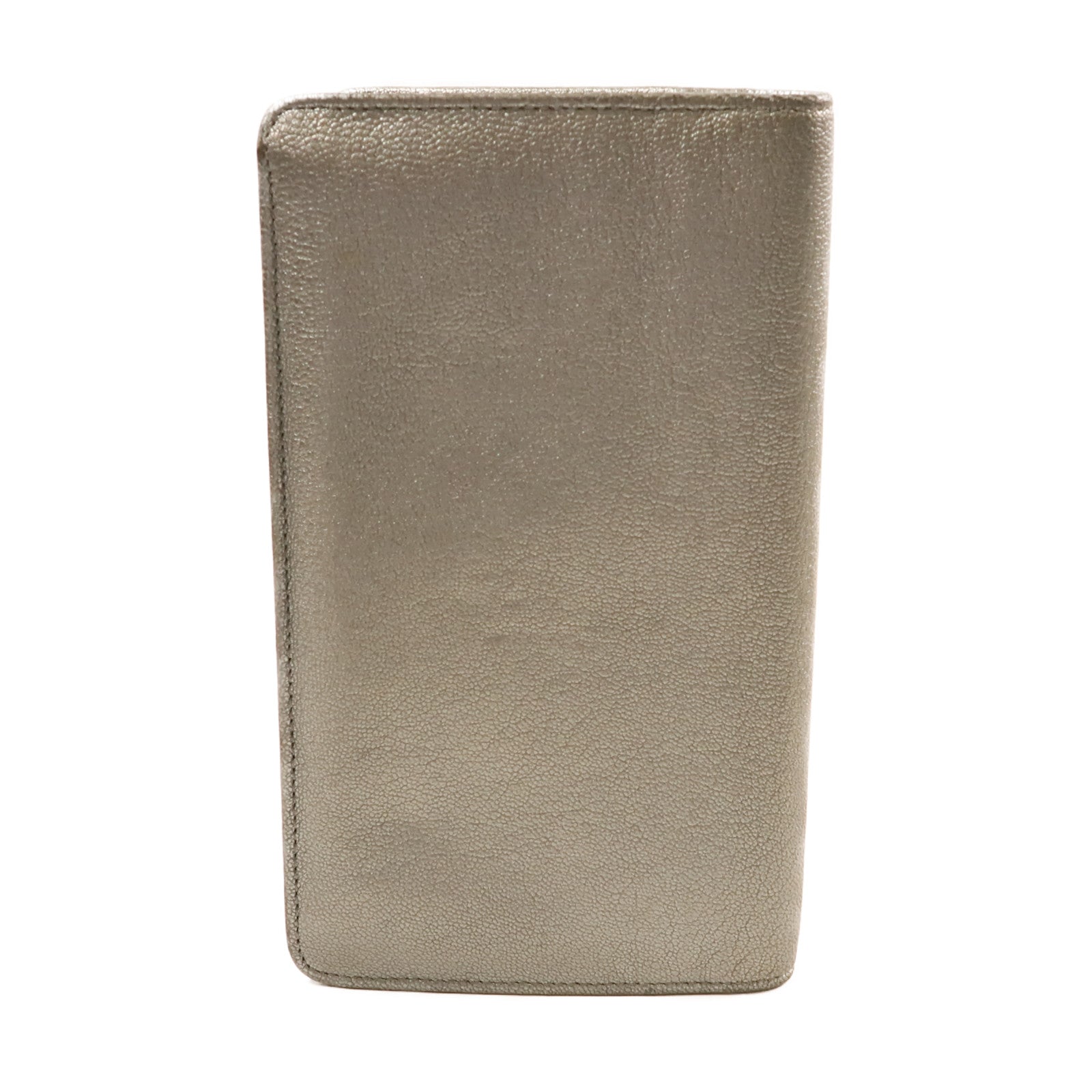 CHANEL 羊皮皮革Long Wallet銀扣錢包灰色