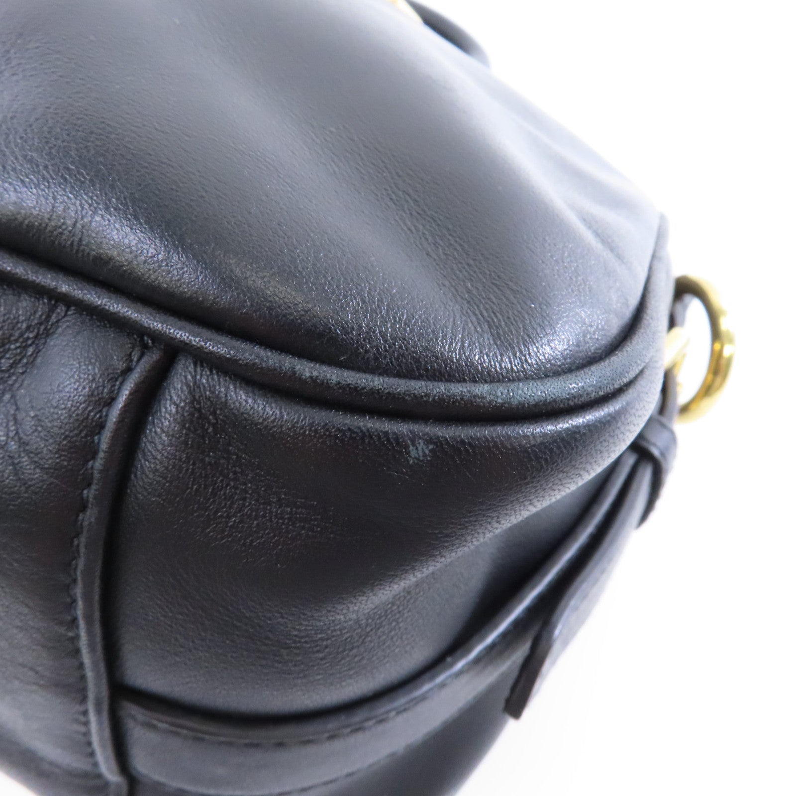PRADA 牛皮皮革Shoulder Bag金扣手挽肩背兩用袋黑色