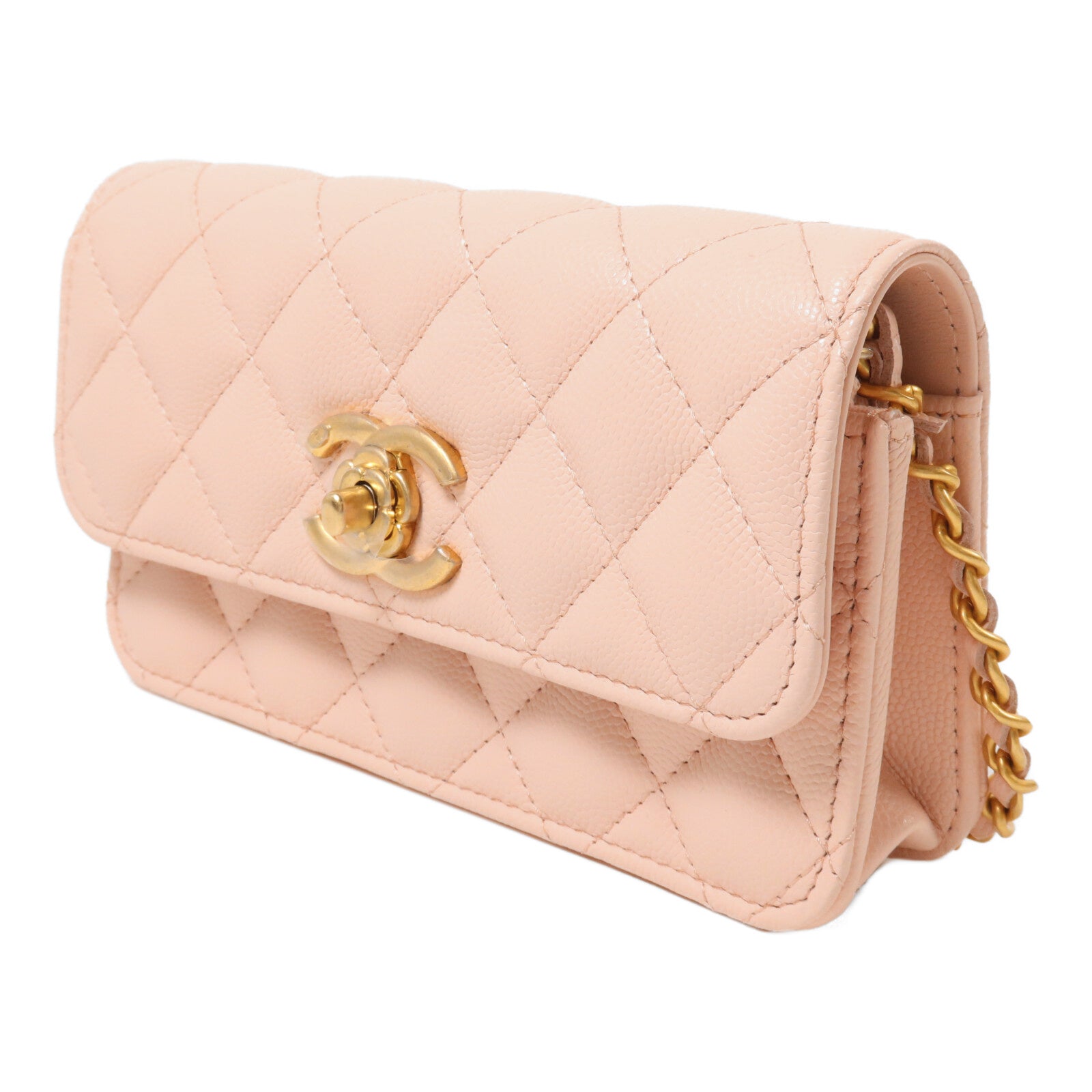 CHANEL 牛皮皮革Sweet Camellia Flap Phone Bag鏈帶肩背袋