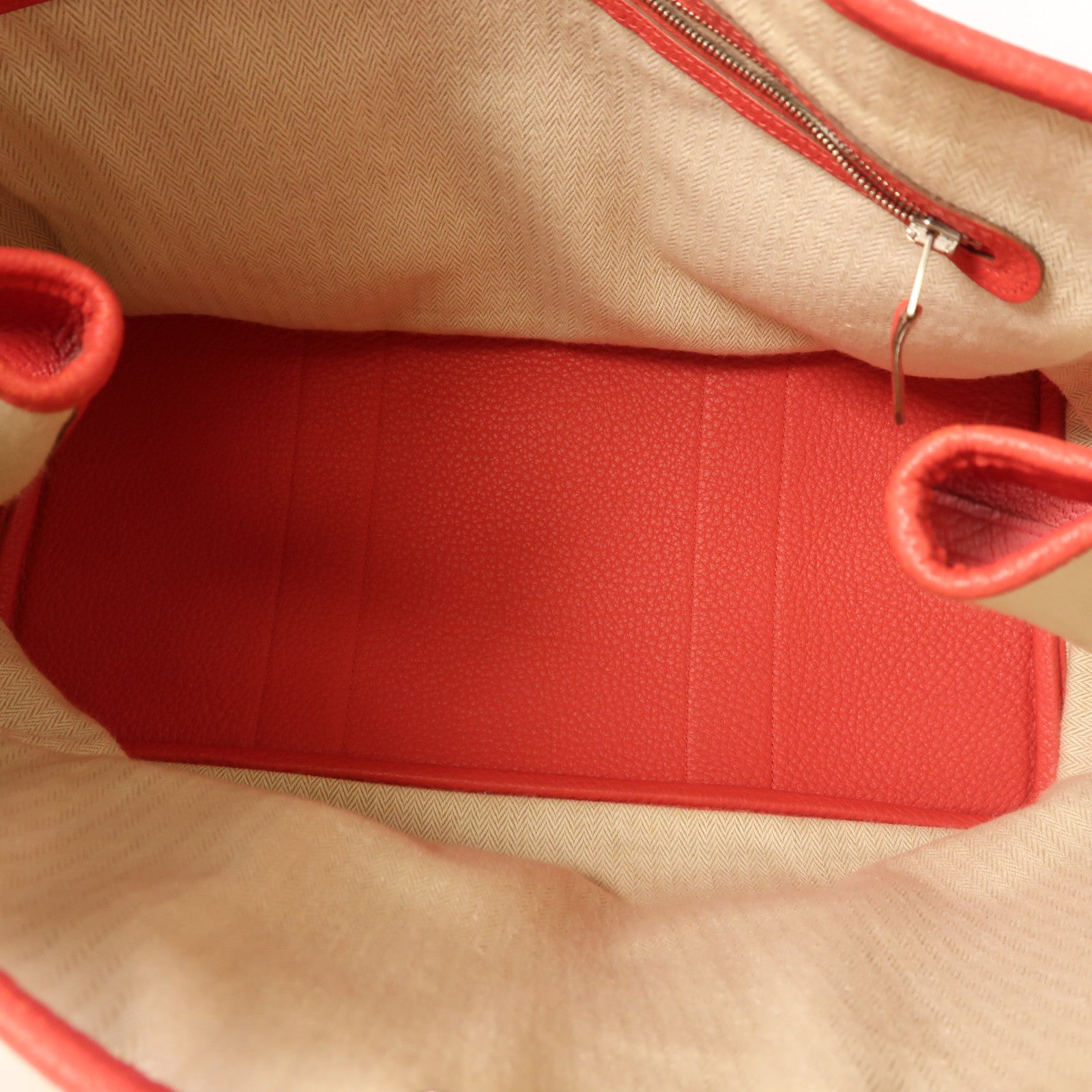 HERMES PHW Garden Party PM Tote Bag Handbag Negonda Leather Bougainvillier Red