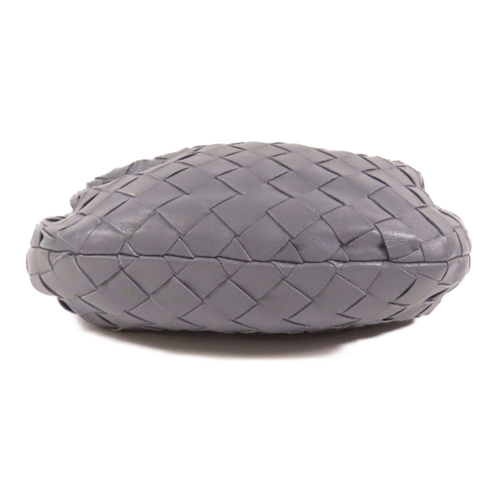 BOTTEGA VENETA 織紋皮革Mini Jodie金扣手挽袋灰色