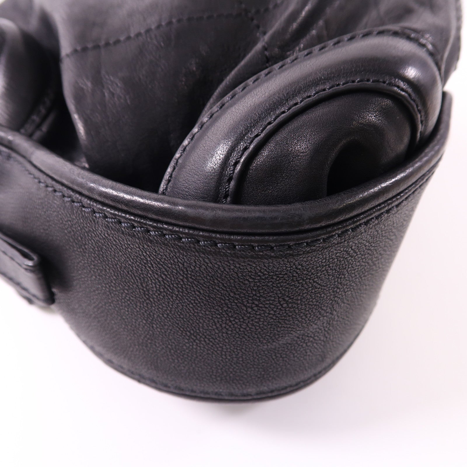 CHANEL CC SHW Hand Bag Calfskin Leather Black