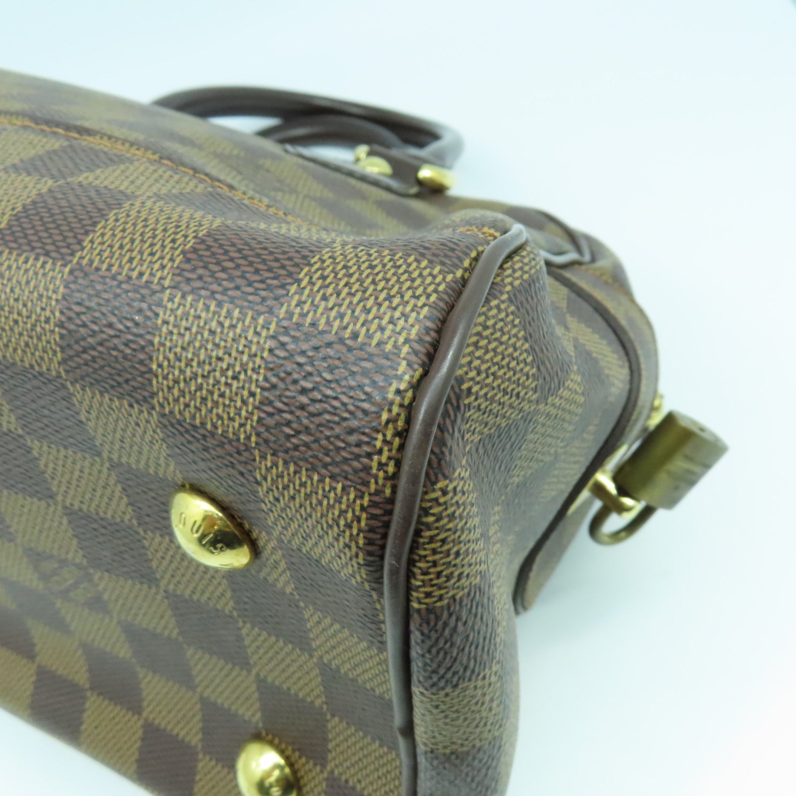 LOUIS VUITTON 【清倉大減價】Damier Ebene Duomo金扣手挽袋啡色