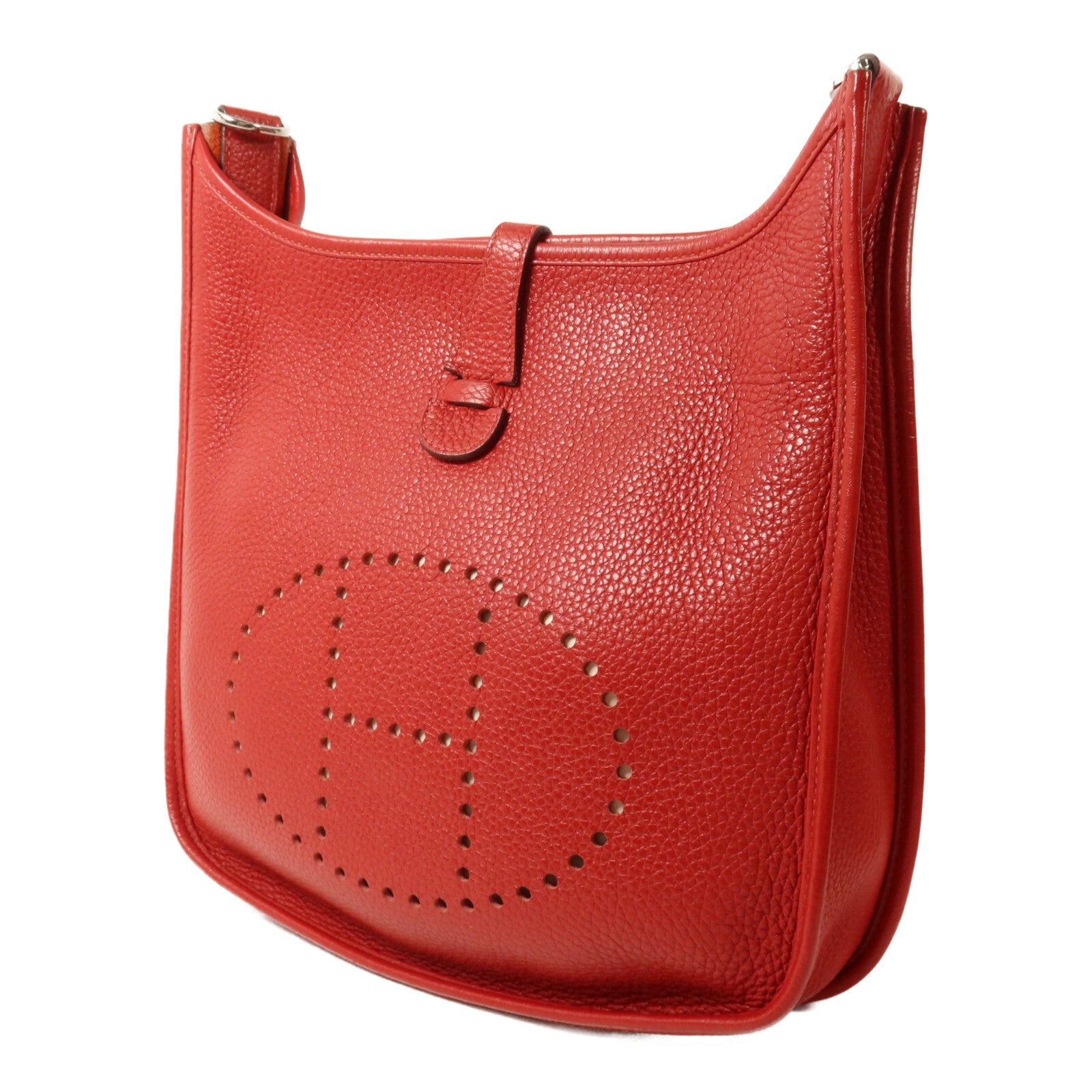 HERMES Clemence皮革Evelyne PM肩背袋Rouge Casaque