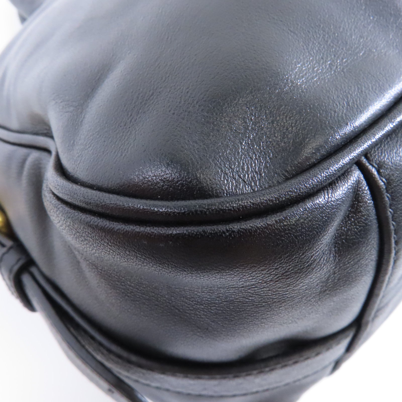 PRADA 牛皮皮革Shoulder Bag金扣手挽肩背兩用袋黑色