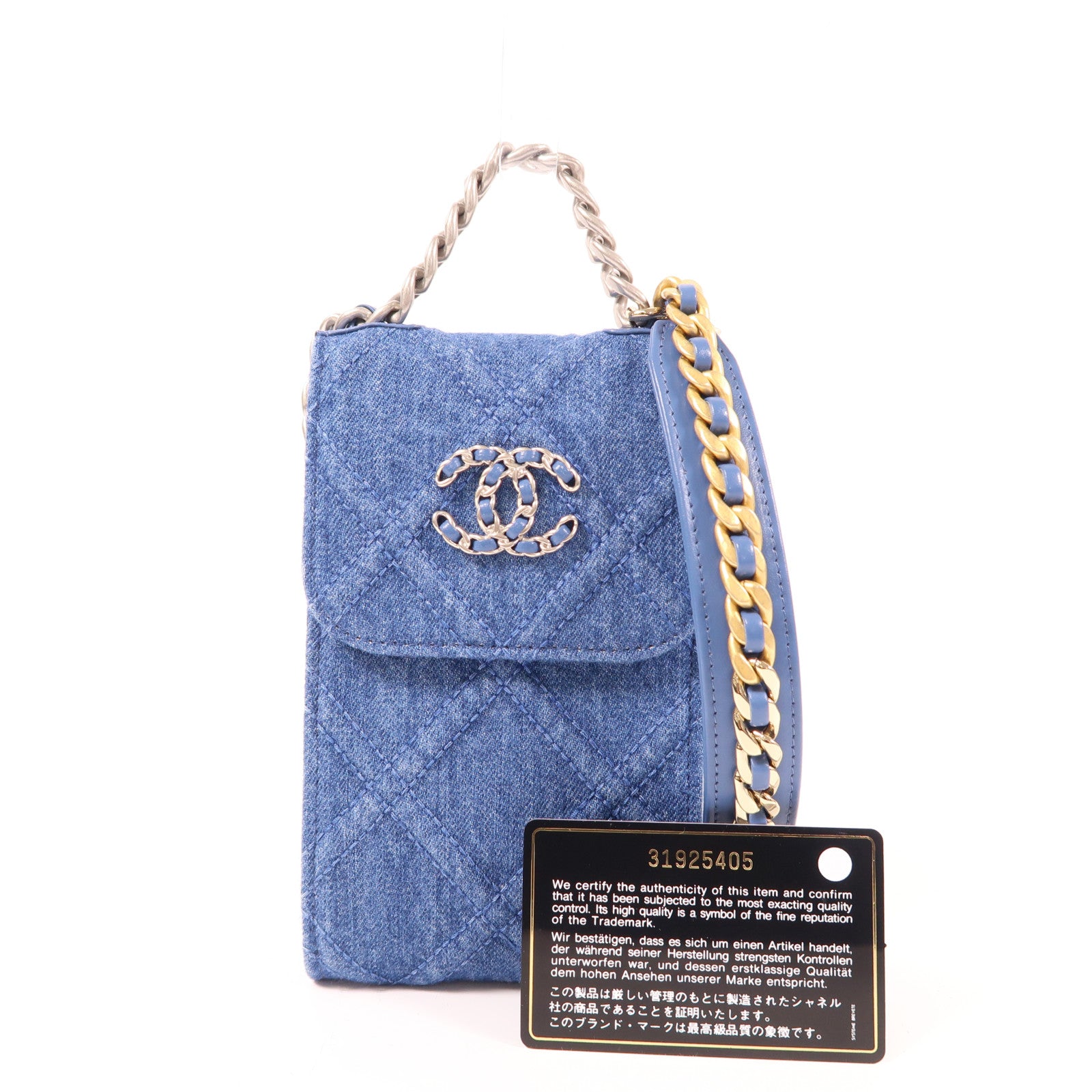 CHANEL 【激減優惠】牛仔布C19 Mini Phone Holder手挽肩背兩用袋