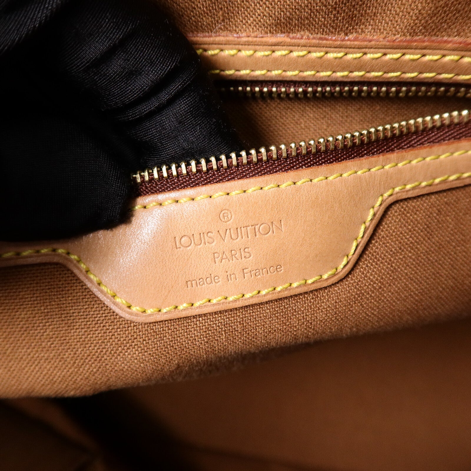 LOUIS VUITTON Monogram Cabas Mezzo金扣肩背袋棕色