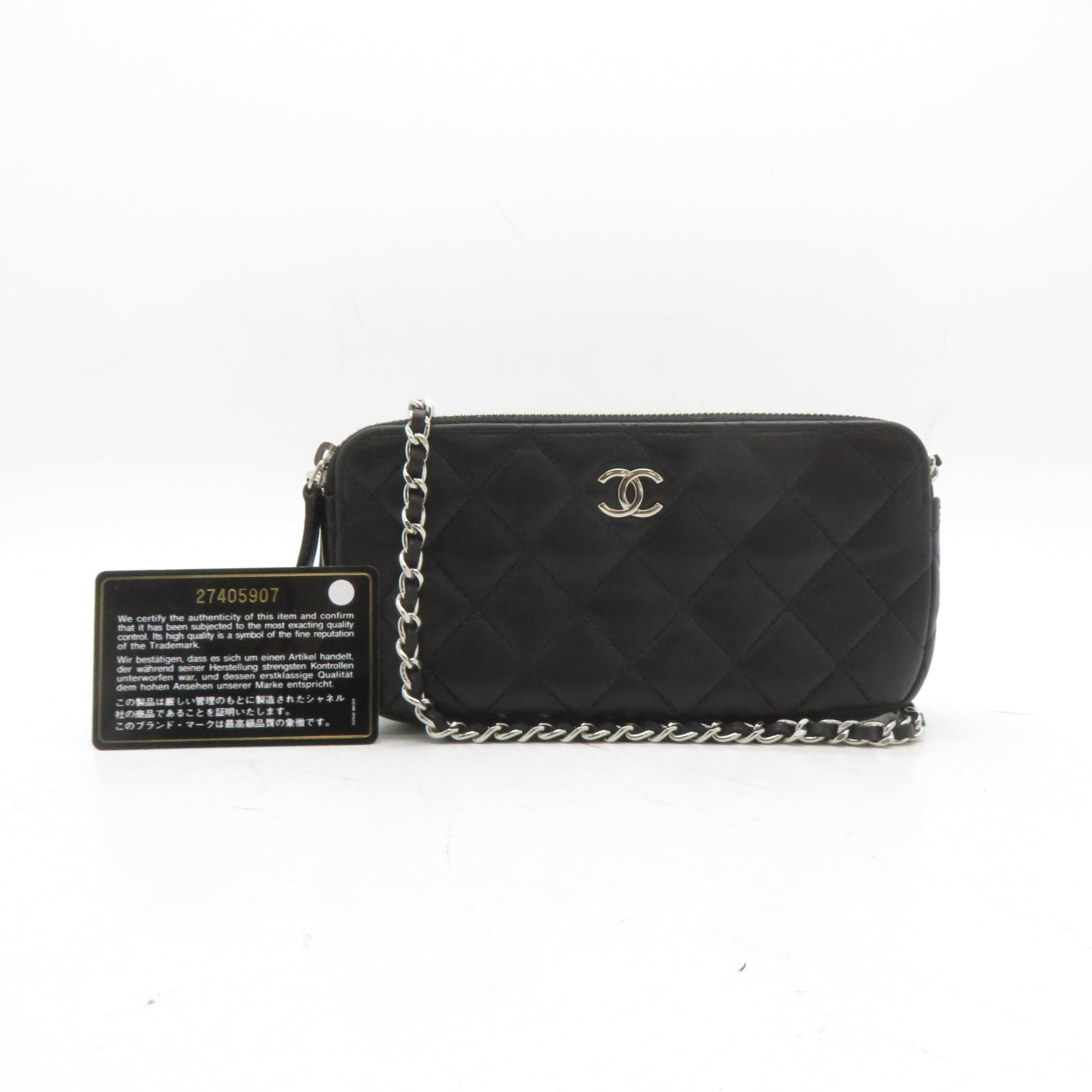 CHANEL 【激減優惠】菱格羊皮皮革Chain Shoulder銀扣鏈帶肩背袋黑色