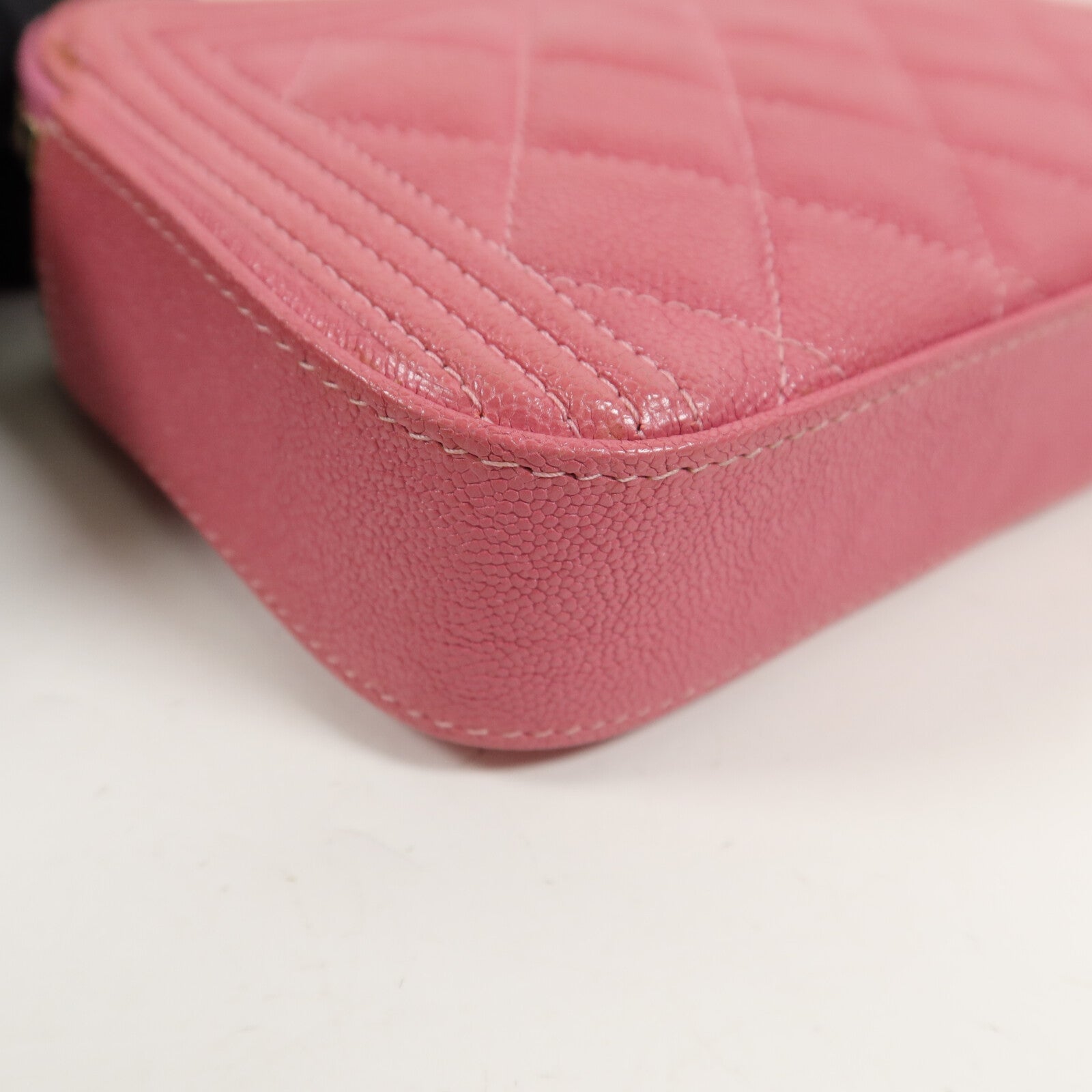 CHANEL 牛皮皮革Boy Double Zip Woc鏈帶肩背袋