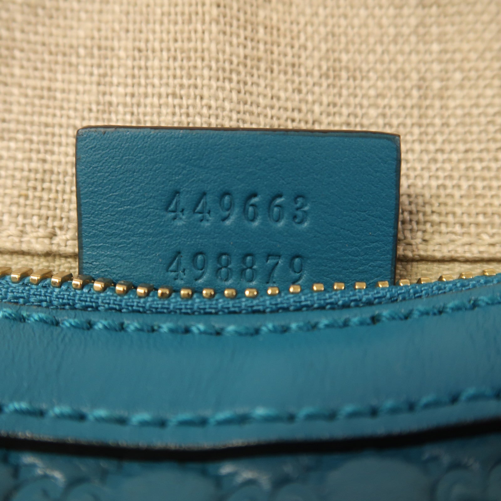 GUCCI 牛皮皮革Micro Guccissima金扣手挽肩背兩用袋藍色