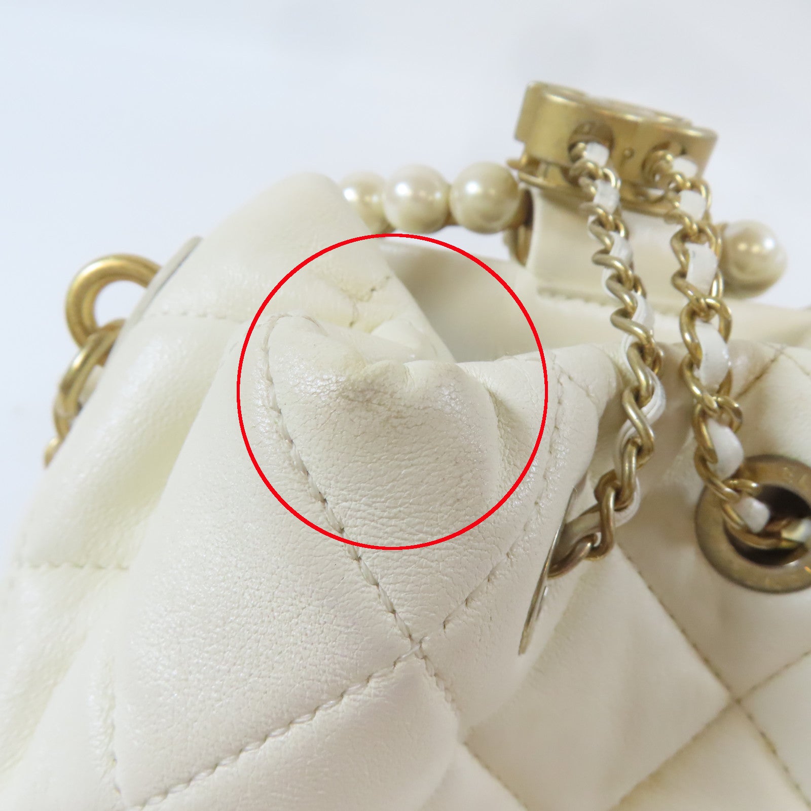 CHANEL 【激減優惠】菱格牛皮皮革Shoulder Bag金扣手挽肩背兩用袋白色
