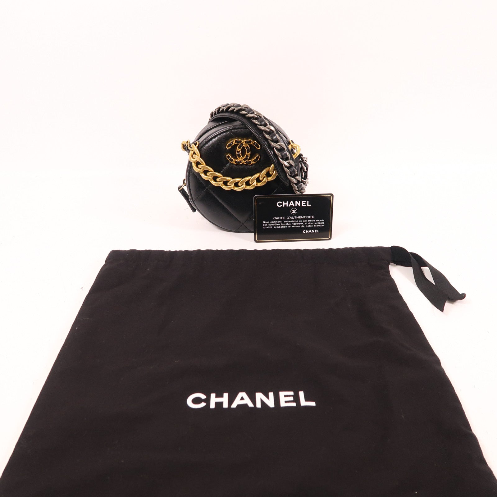 CHANEL CC GHW Chain Shoulder Bag Leather Black