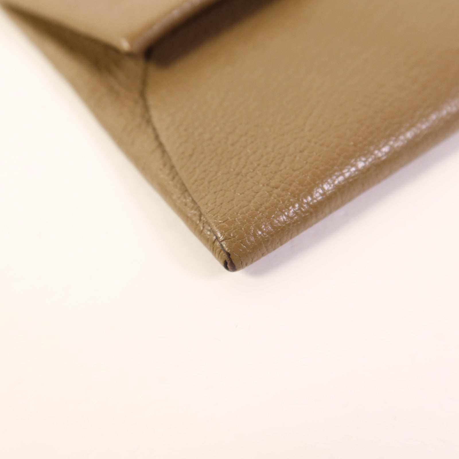 HERMES Chevre皮革Bastia Coin Purse銀扣零錢包Etoupe