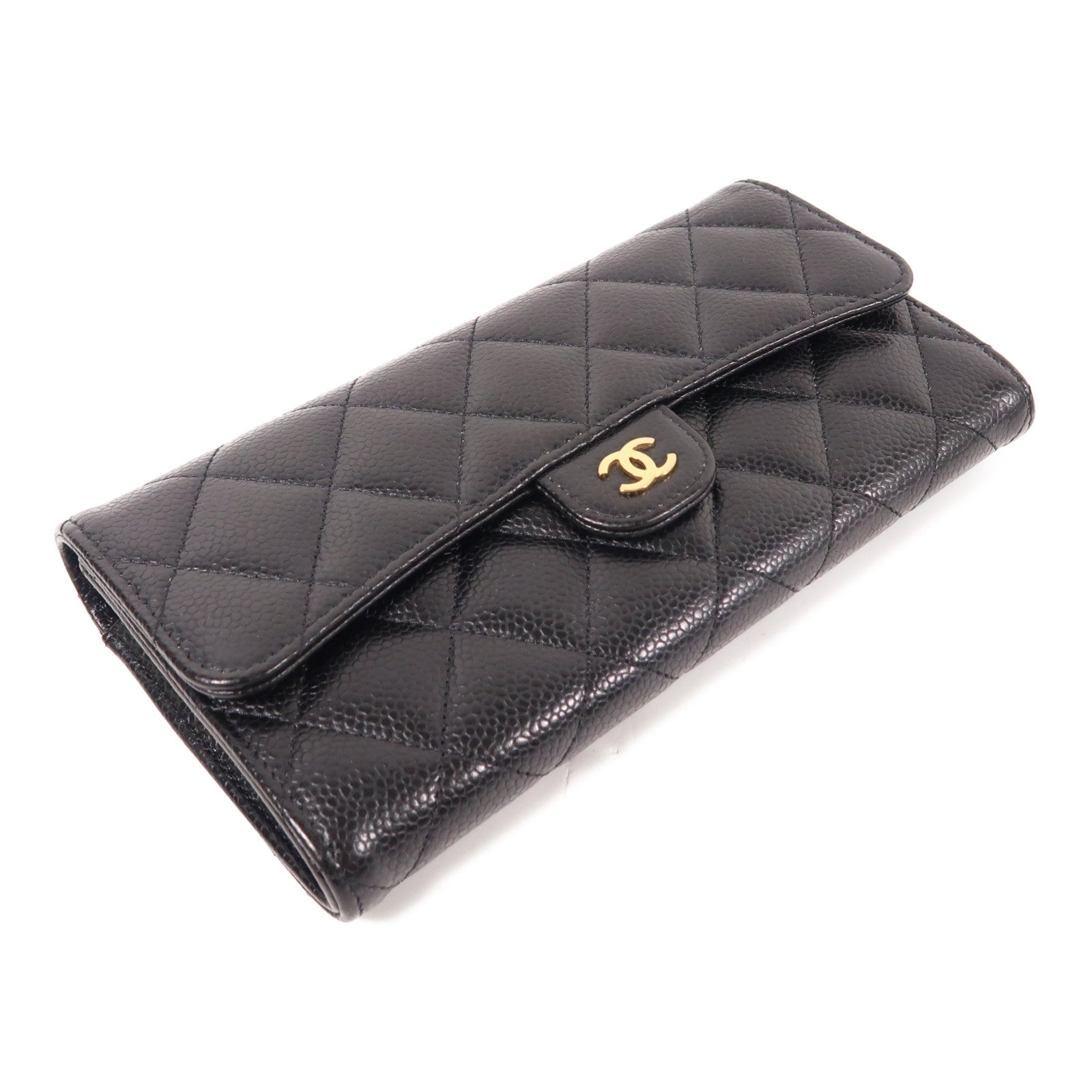 CHANEL 牛皮皮革Long Wallet金扣長錢包
