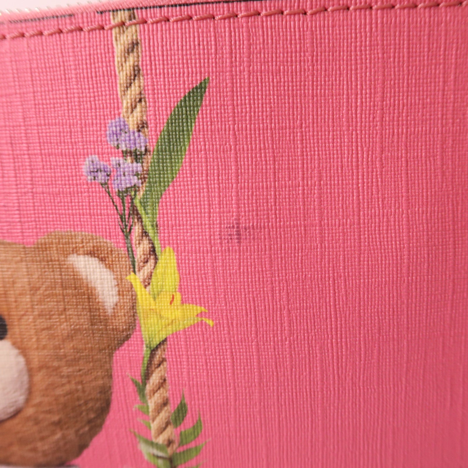 MOSCHINO 塗層帆布Pouch銀扣手拿包粉紅色