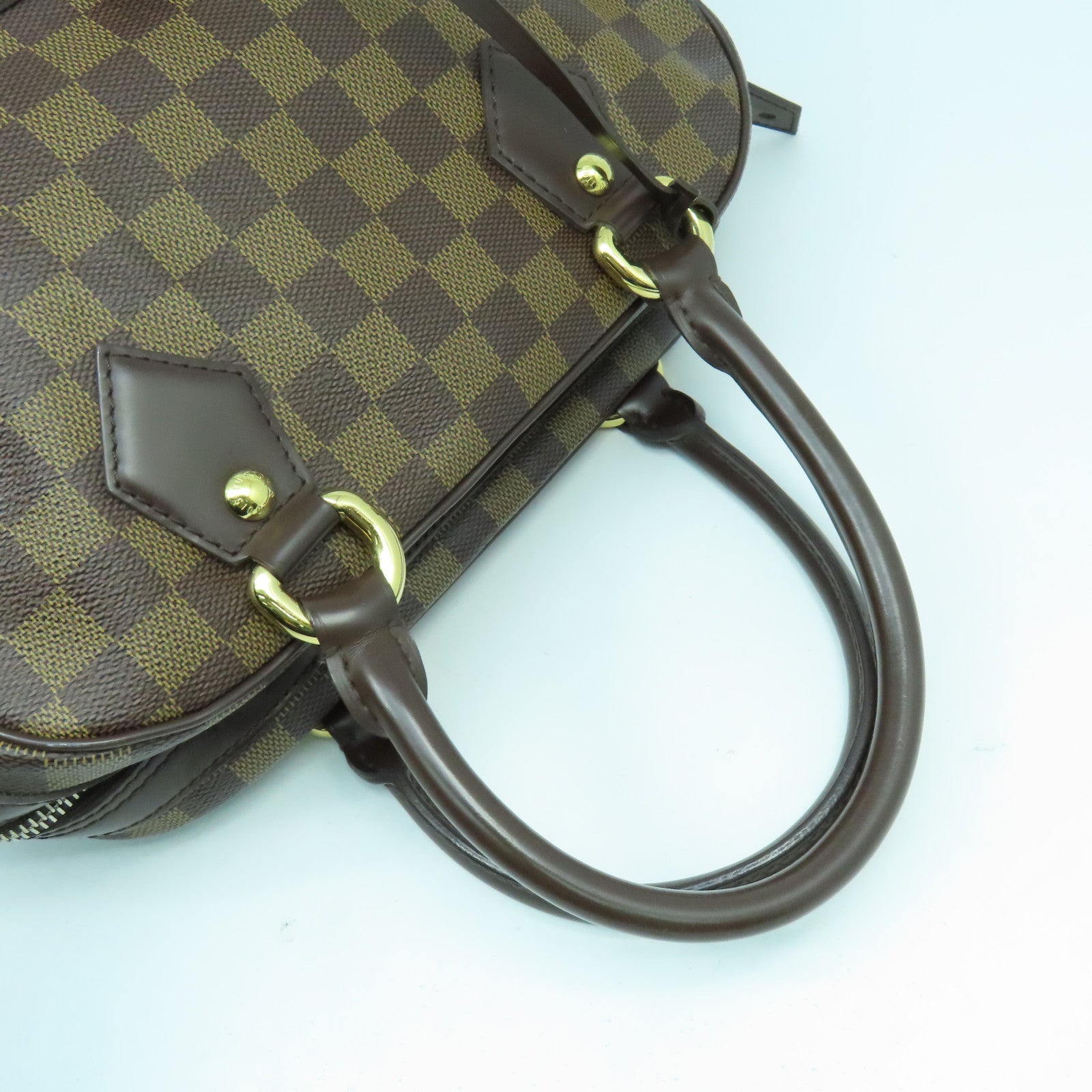 LOUIS VUITTON 【清倉大減價】Damier Ebene Duomo金扣手挽袋啡色