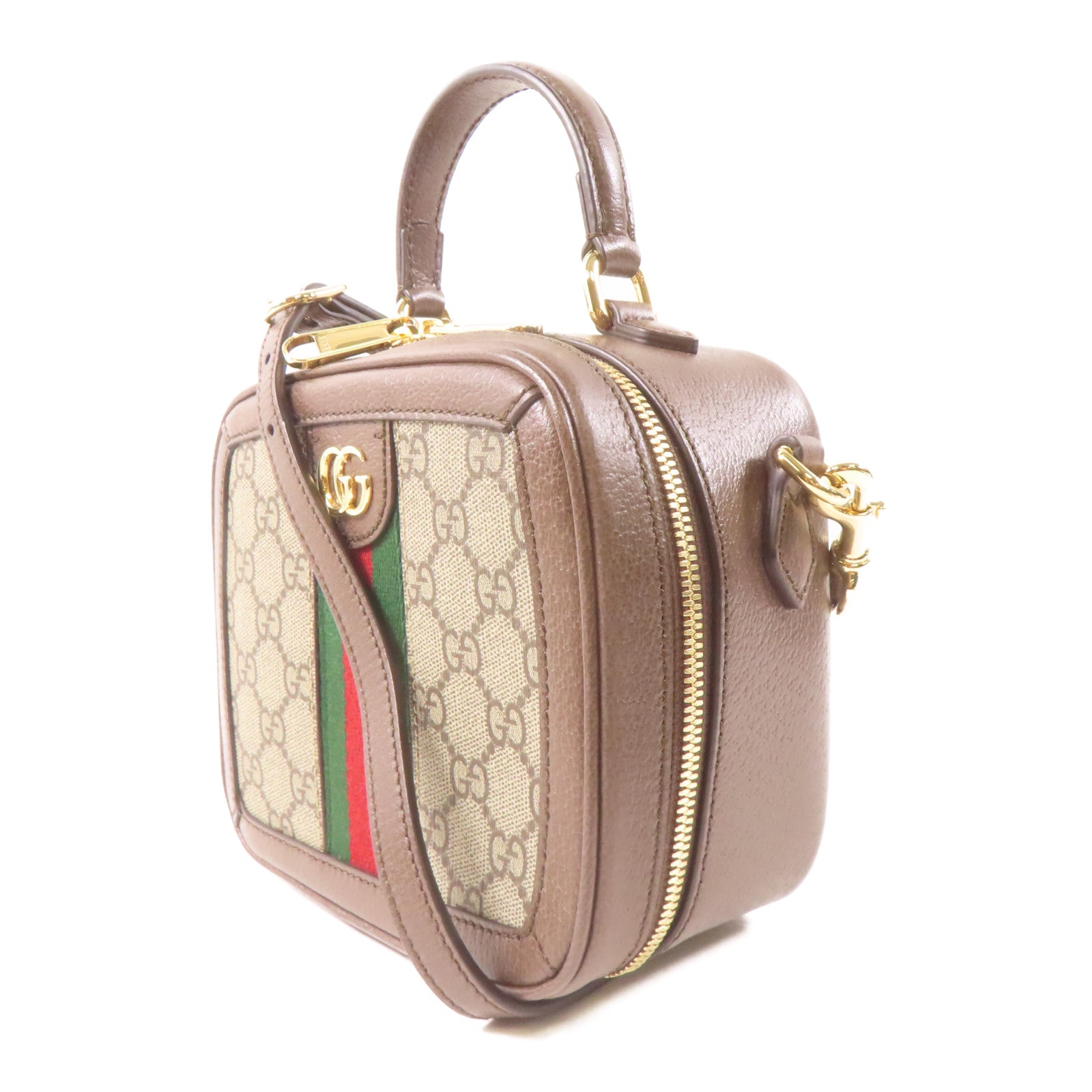 GUCCI 塗層帆布2 Way Shoulder金扣手挽肩背兩用袋啡色