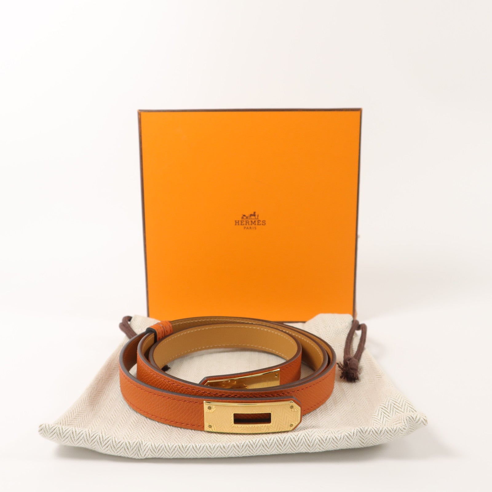 HERMES Epsom皮革Kelly 18 Belt皮帶Terre Battue