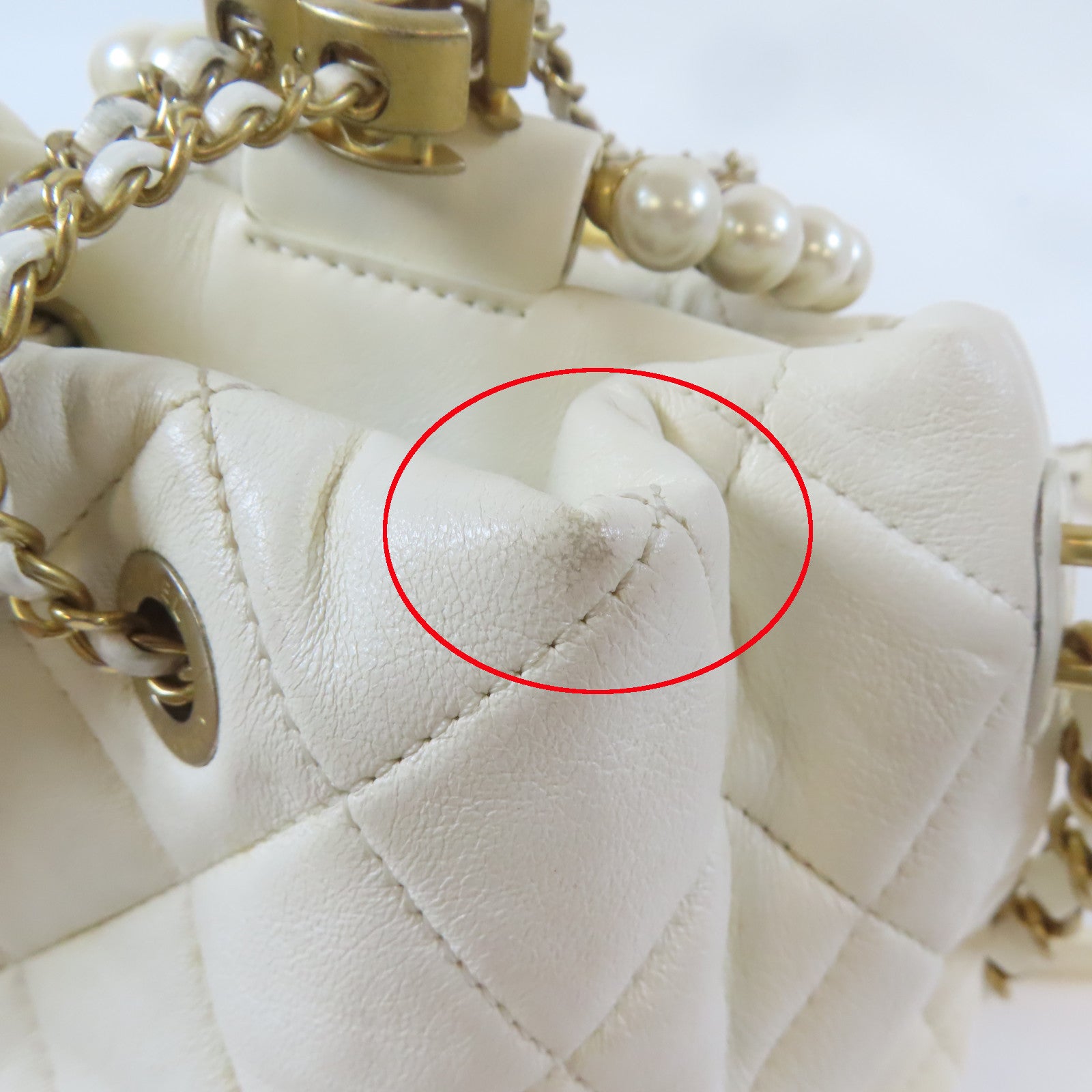 CHANEL 【激減優惠】菱格牛皮皮革Shoulder Bag金扣手挽肩背兩用袋白色