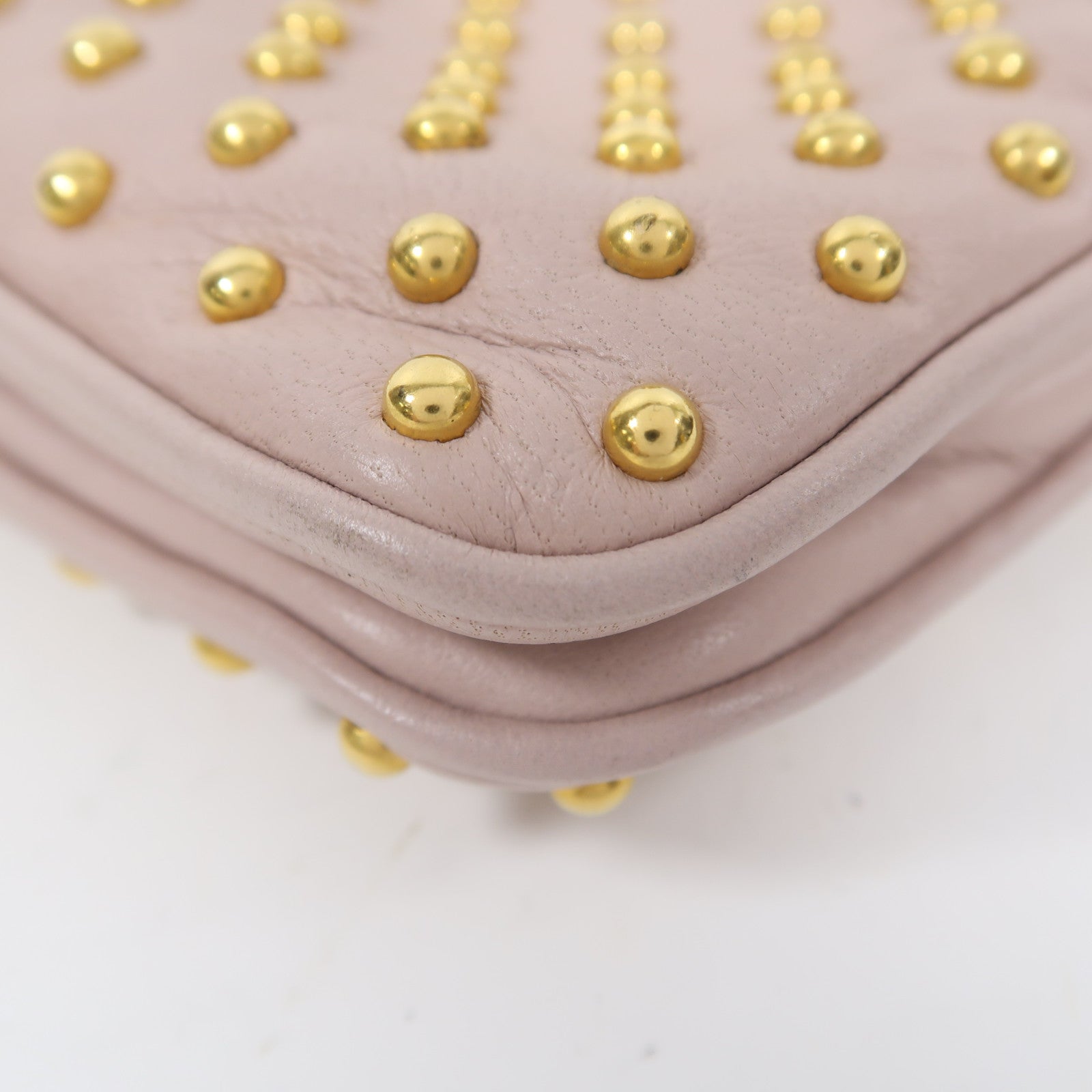 Miu Miu 牛皮皮革Shoulder Bag金扣肩背袋粉紅色