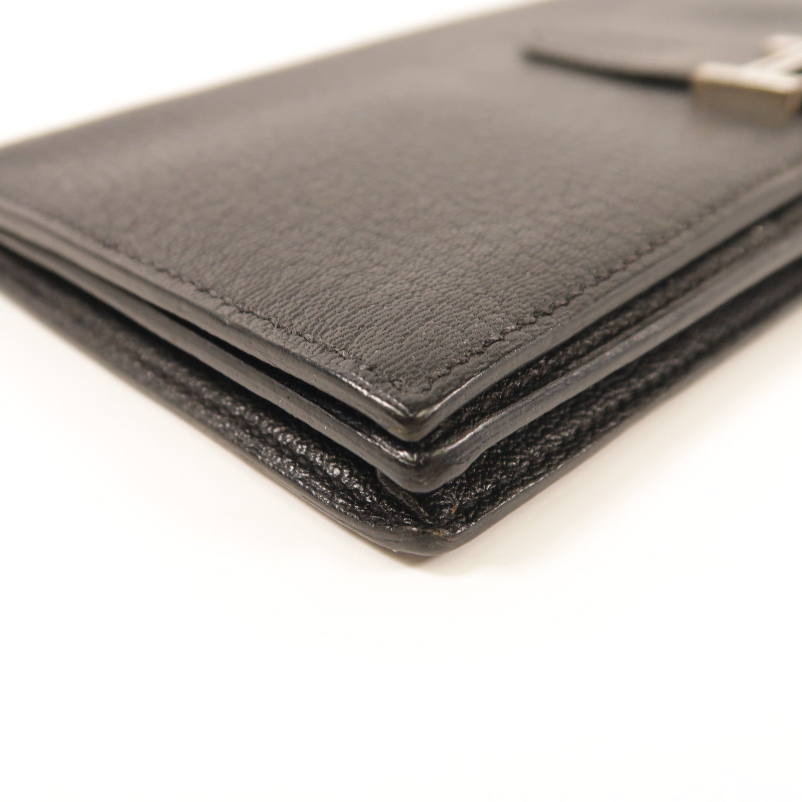 HERMES PHW Bearn Long Wallet Chevre Leather 89 Noir Black