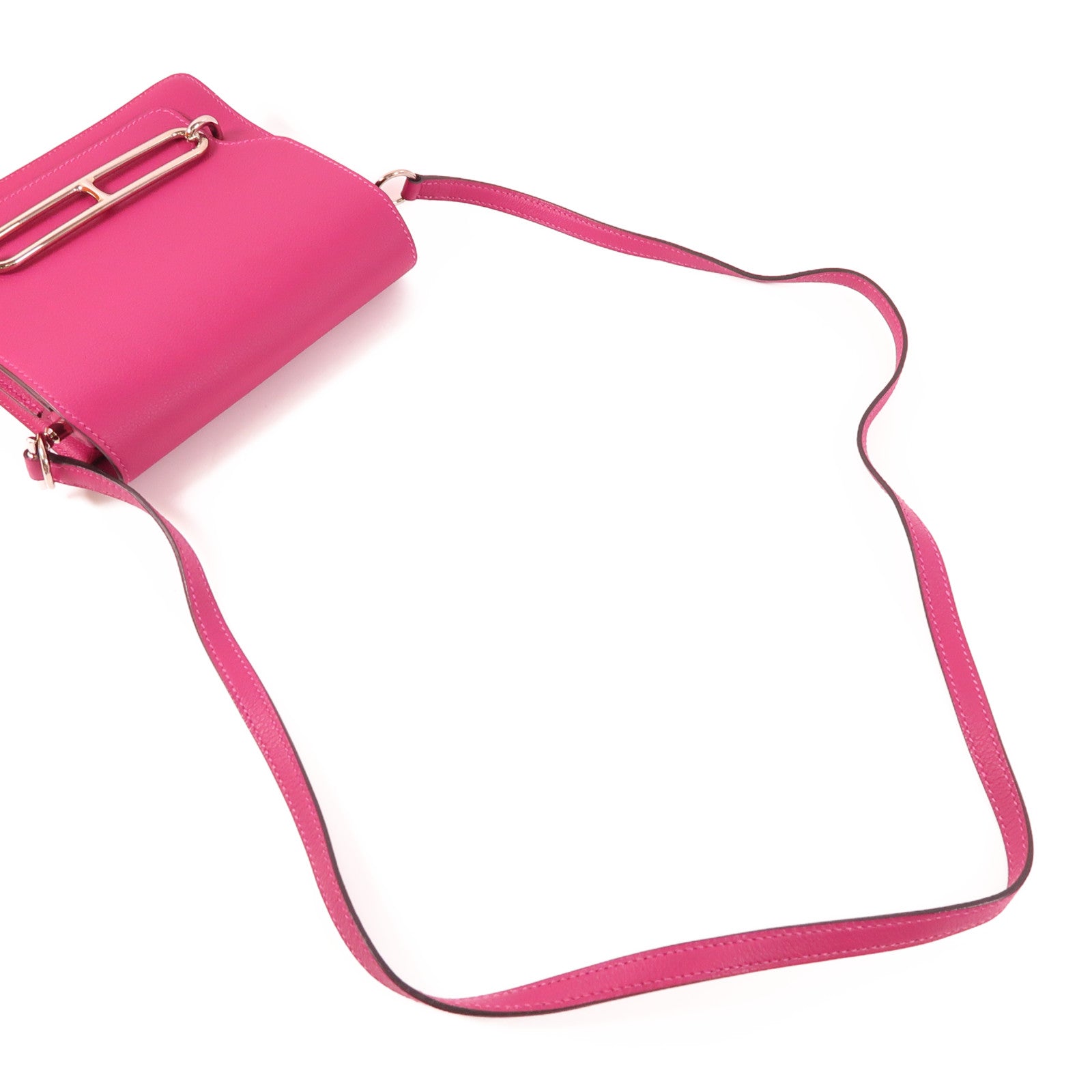 HERMES Evercolor皮革Mini Roulis銀扣肩背袋L3 Rose Purple