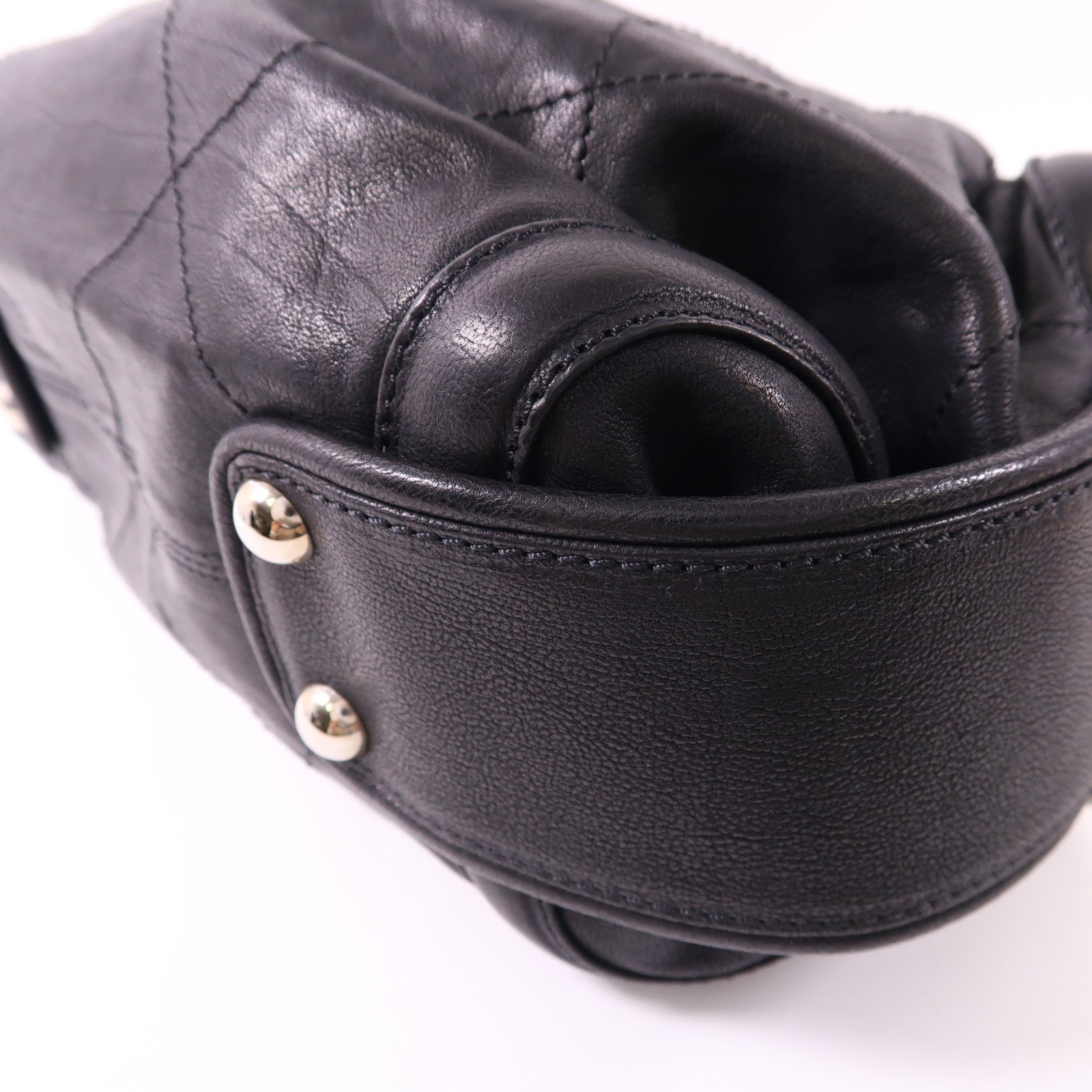 CHANEL CC SHW Hand Bag Calfskin Leather Black