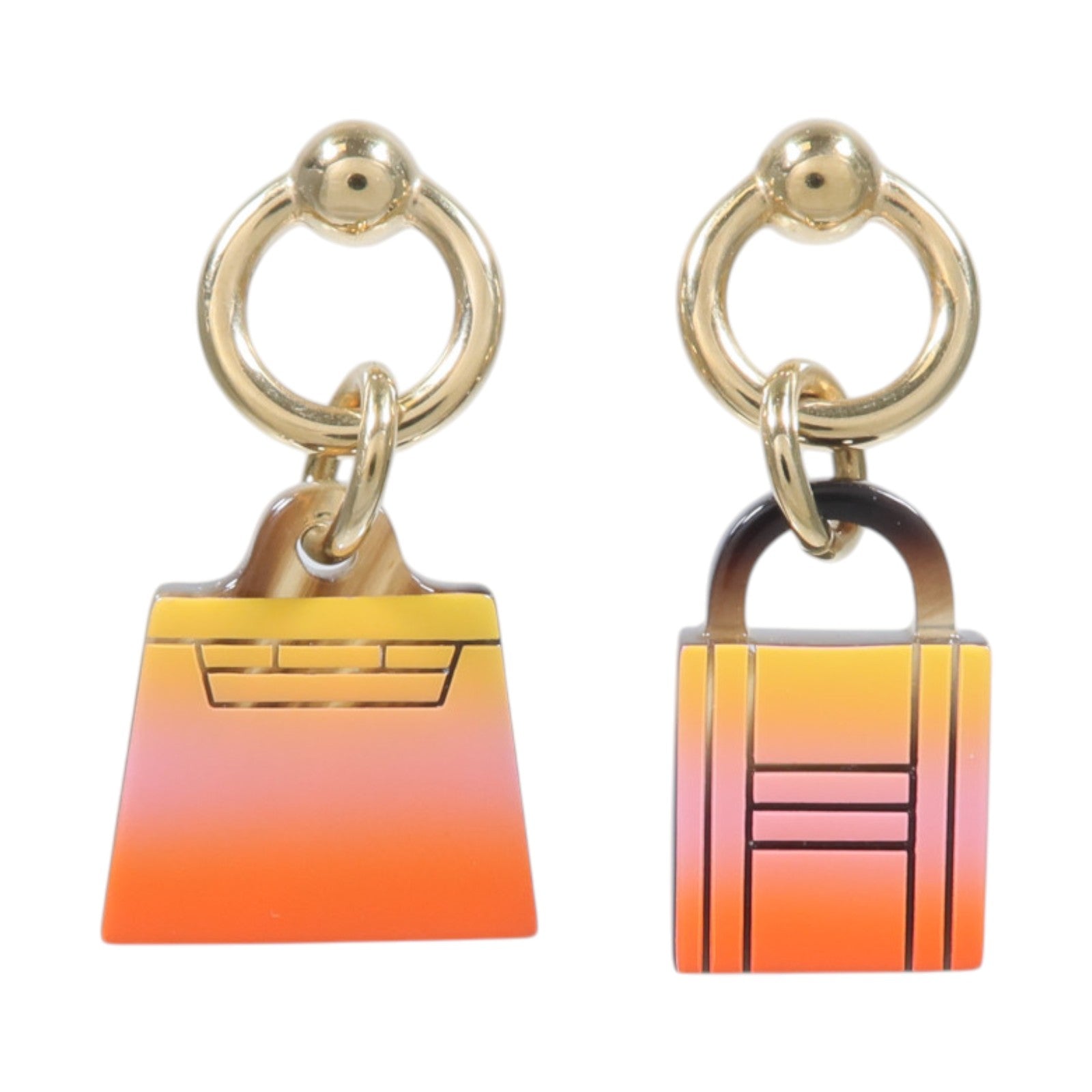 HERMES 金屬/水牛角Fusion Amulette Maroquinier Earrings耳環
