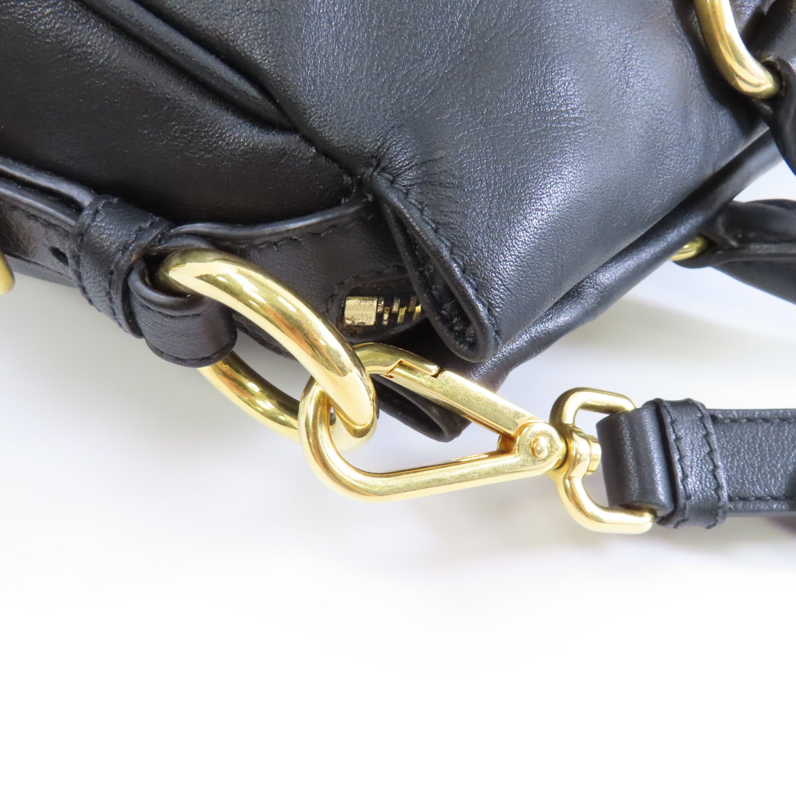 PRADA 牛皮皮革Shoulder Bag金扣手挽肩背兩用袋黑色
