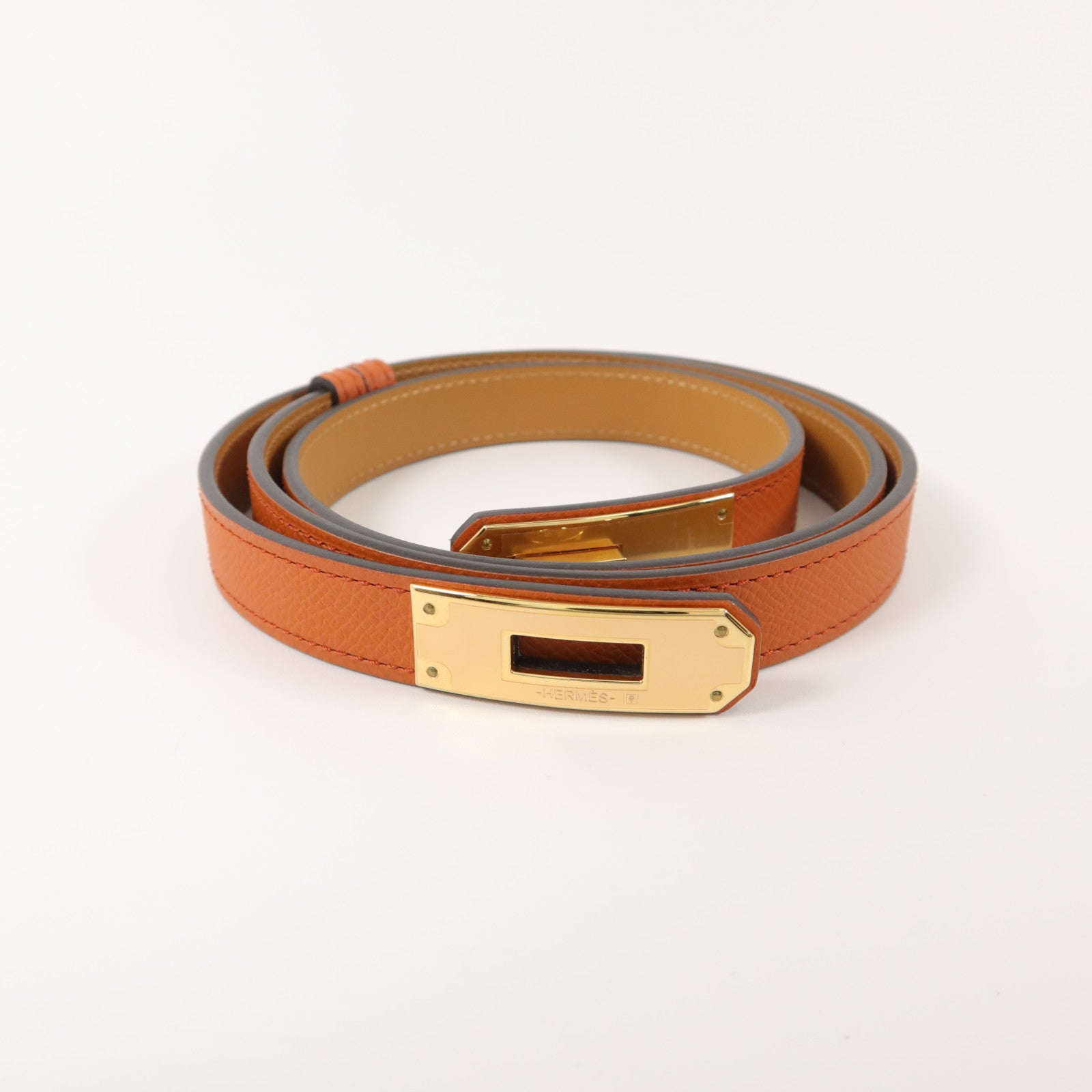 HERMES Epsom皮革Kelly 18 Belt皮帶Terre Battue